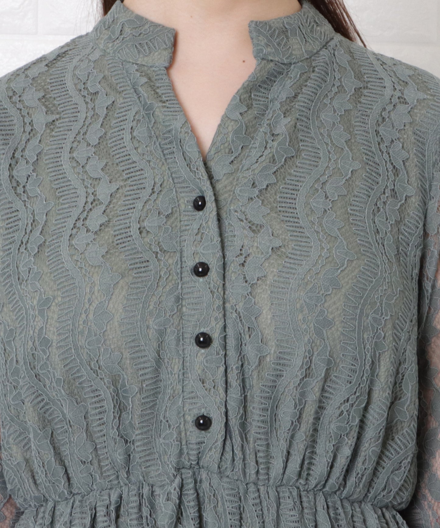 総レーススキッパー襟ワンピースドレス