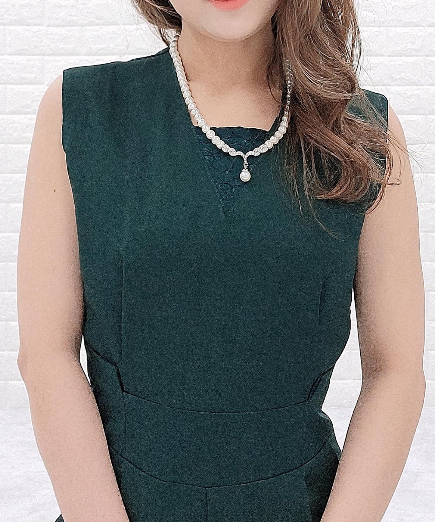 選べる袖丈2タイプ Vネック オールインワン・パンツドレス