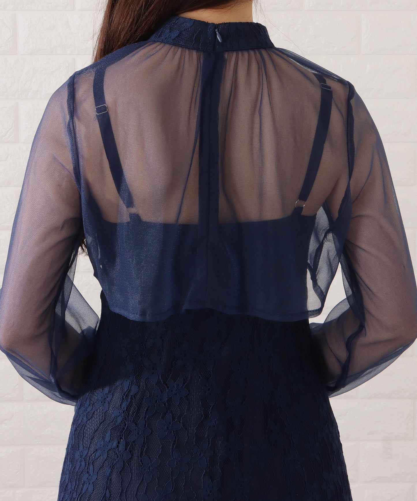 シフォンブラウス付きレーシィキャミソールワンピース