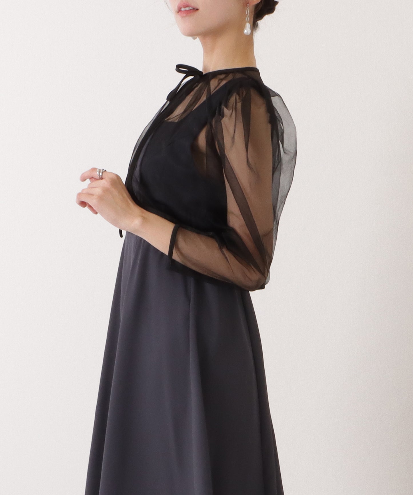 シフォンボレロ付きビスチェフレアワンピース