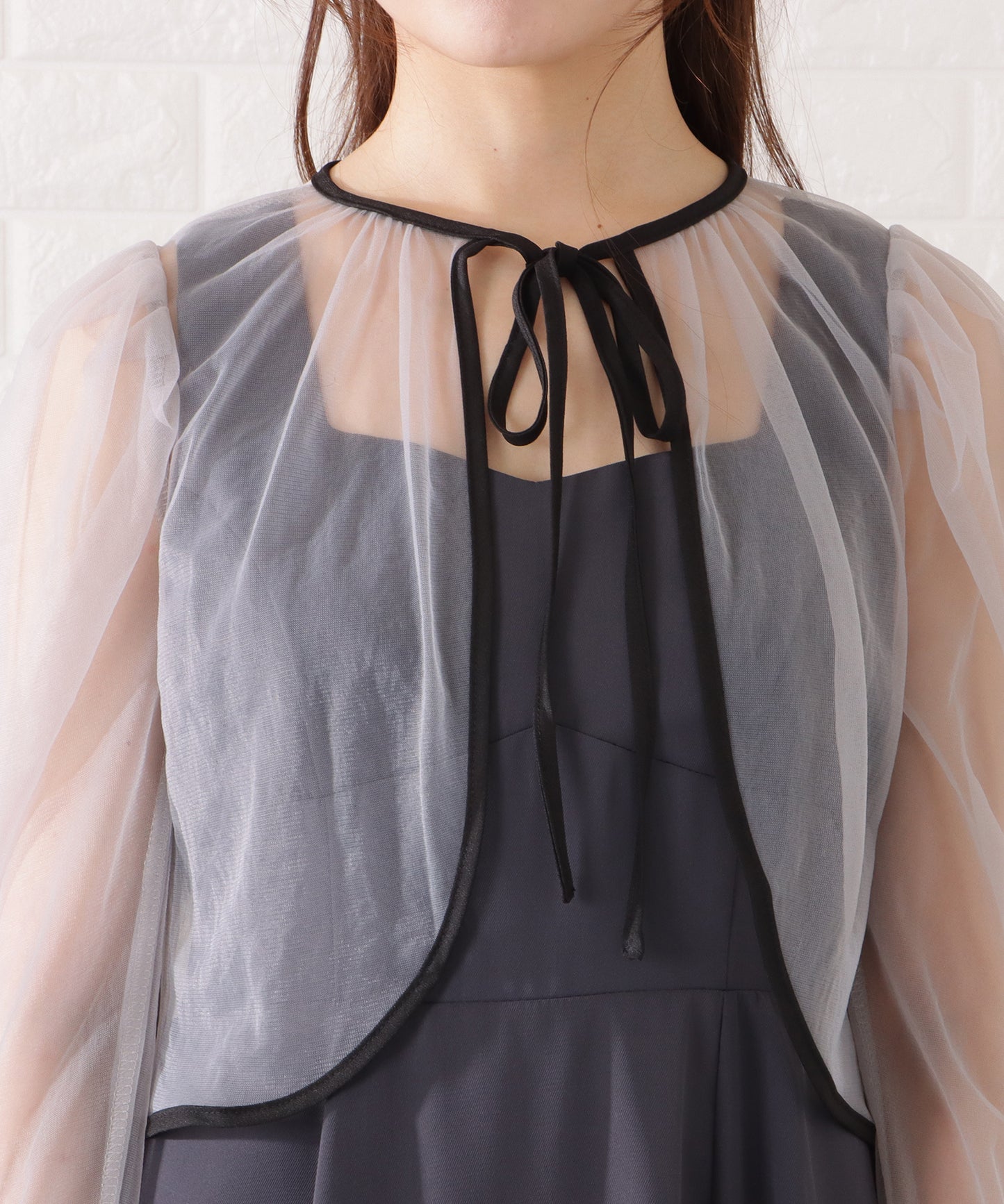 シフォンボレロ付きビスチェフレアワンピース