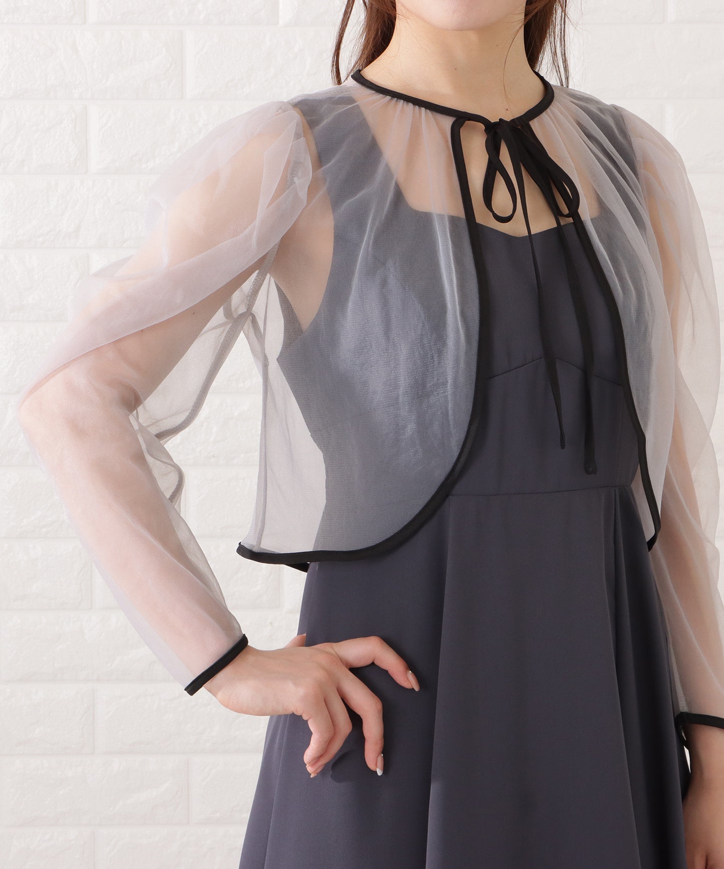 シフォンボレロ付きビスチェフレアワンピース