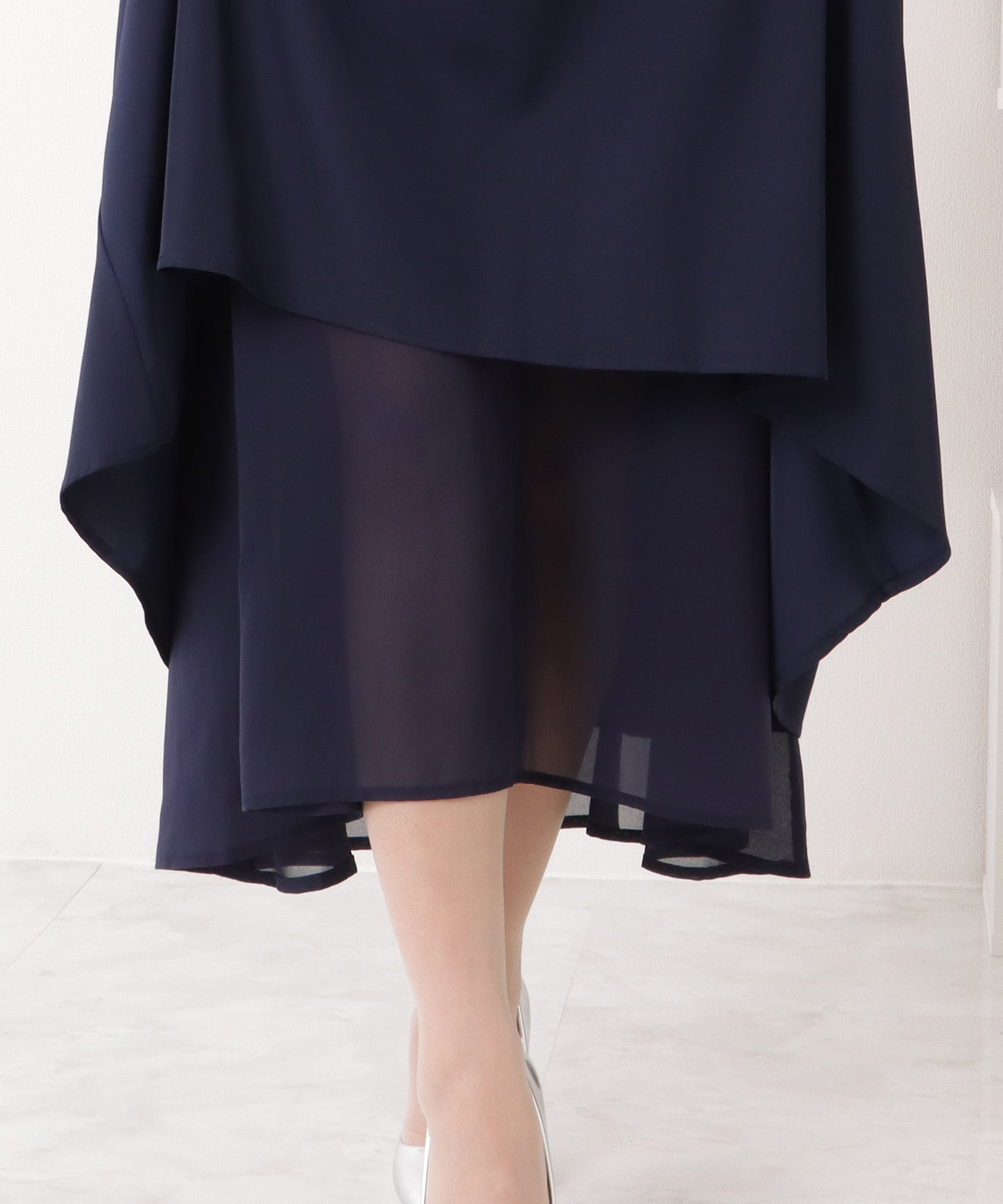 ウエスト リボン プチハイ シフォン ワンピース