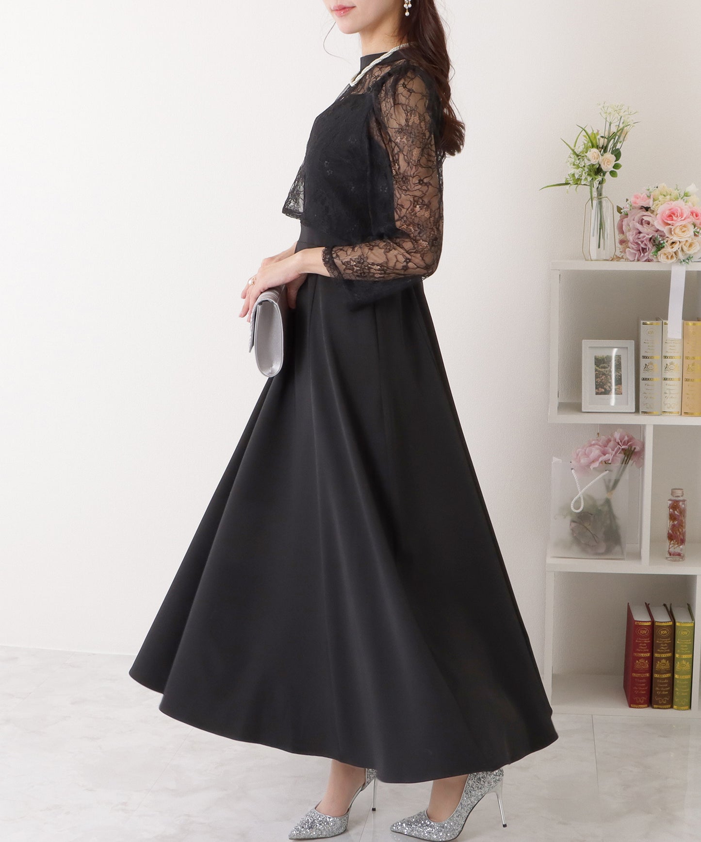 レースボレロ付き 2WAY ハイウエスト ビスチェ ワンピース