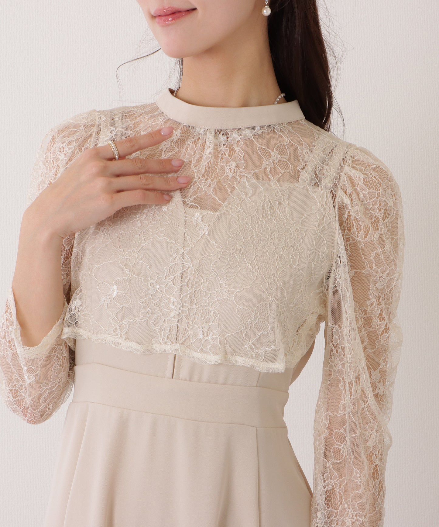 レースボレロ付き 2WAY ハイウエスト ビスチェ ワンピース