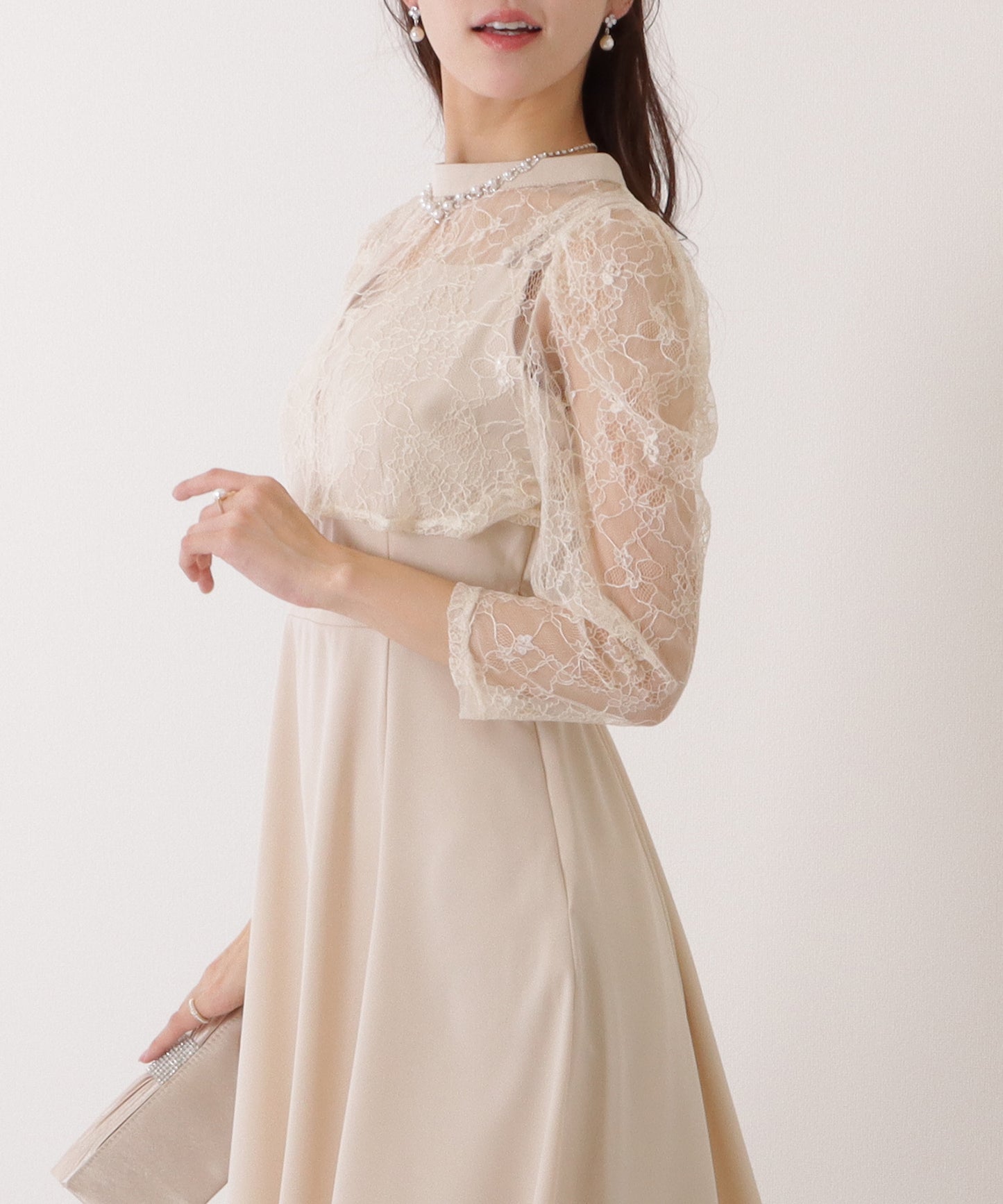 レースボレロ付き 2WAY ハイウエスト ビスチェ ワンピース