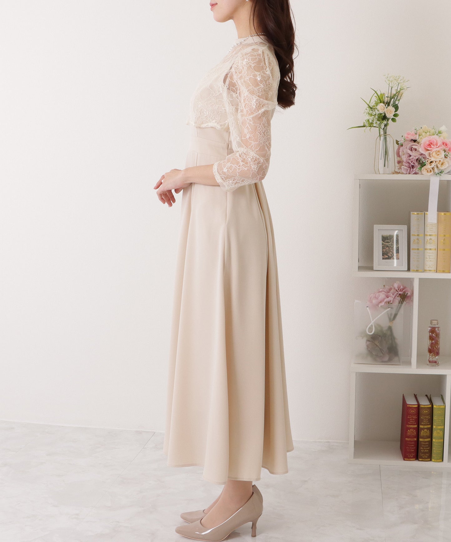 レースボレロ付き 2WAY ハイウエスト ビスチェ ワンピース