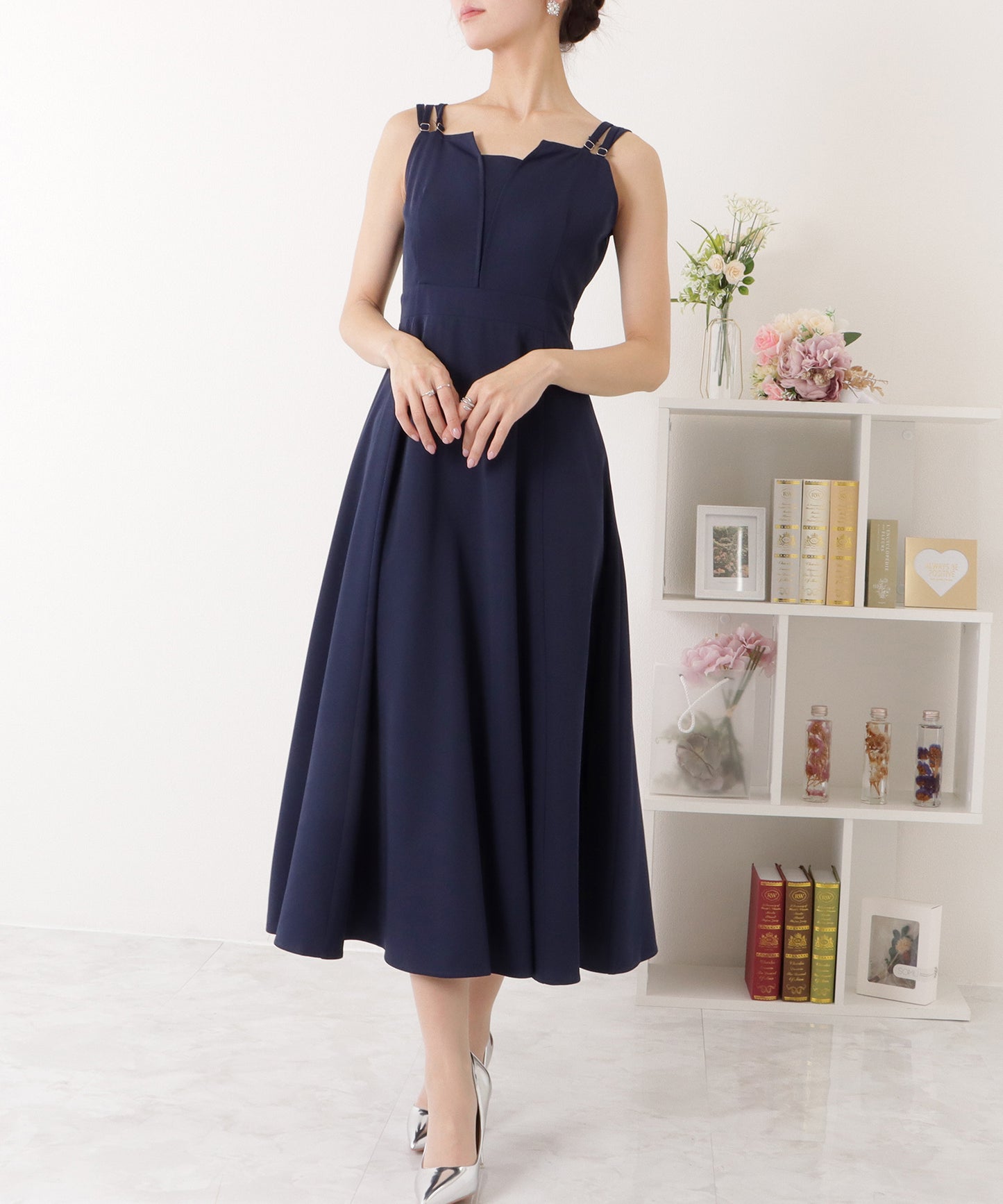 レースボレロ付き 2WAY ハイウエスト ビスチェ ワンピース