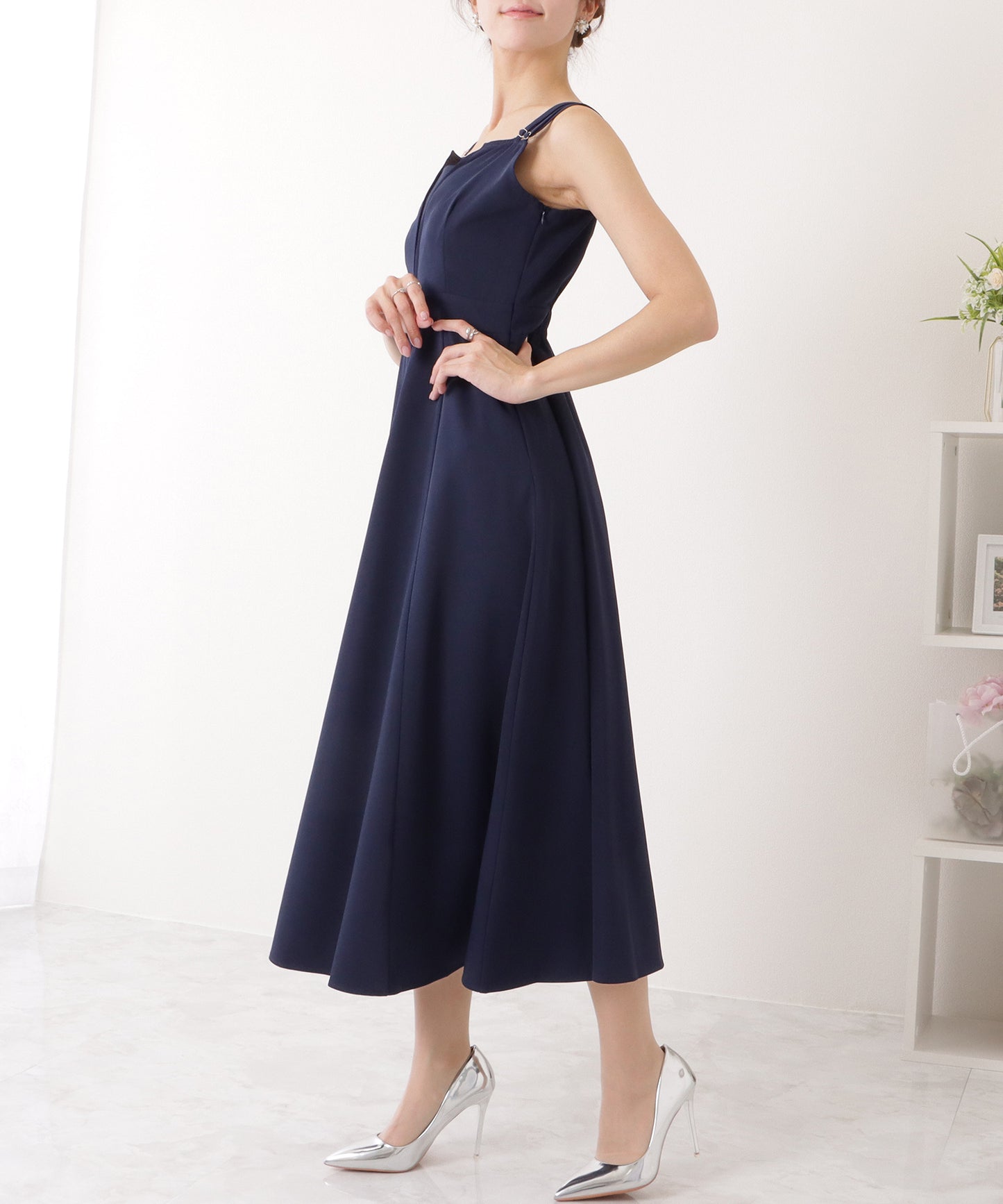 レースボレロ付き 2WAY ハイウエスト ビスチェ ワンピース