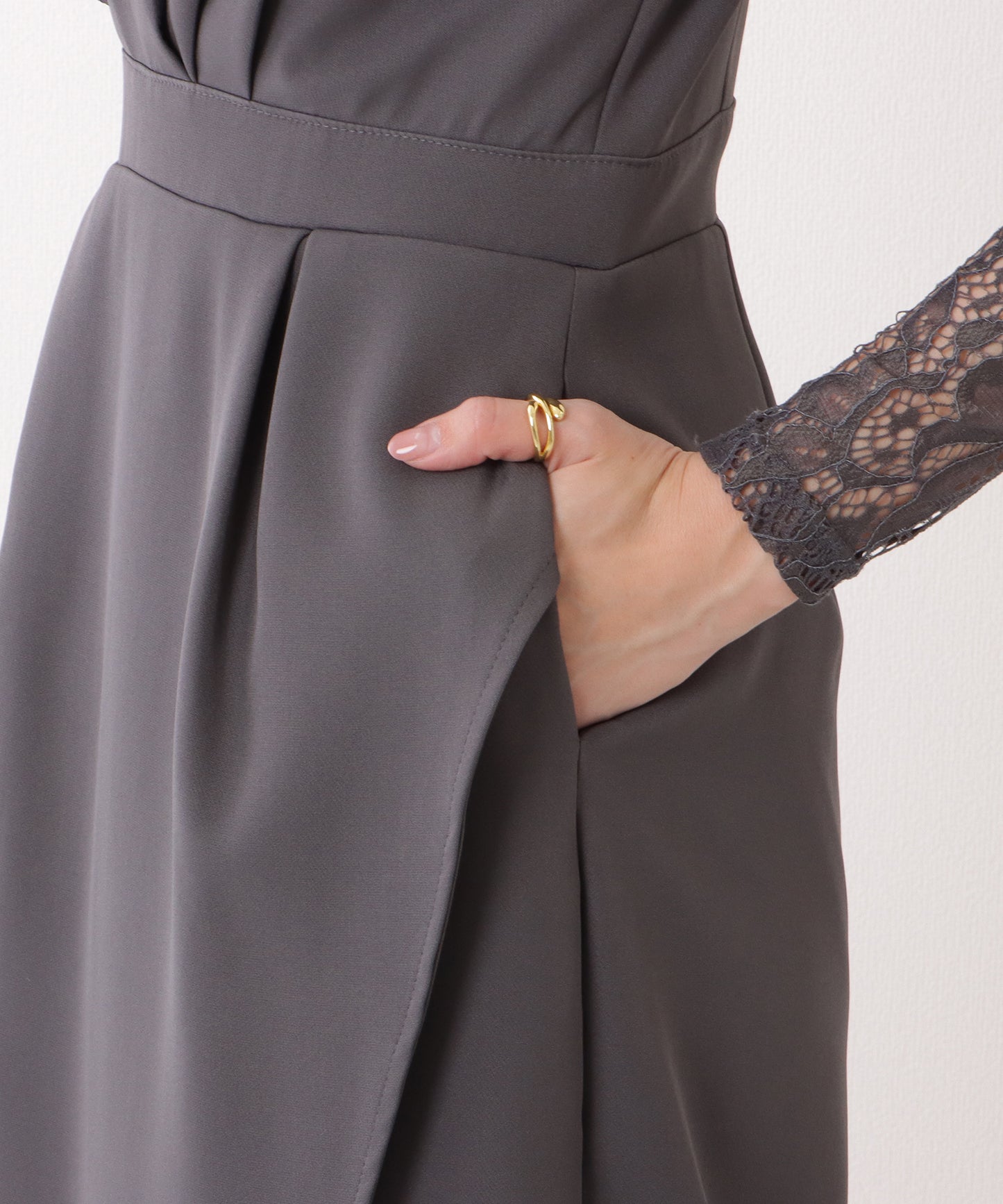 レース ドッキング フェイクレイヤード ビスチェ ワンピース