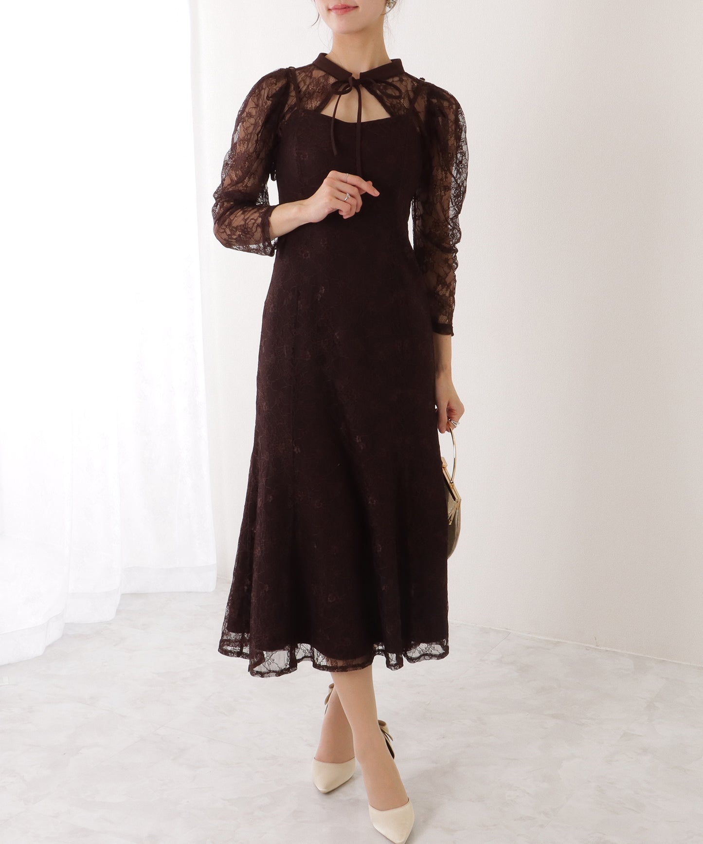 3WAY レース ボレロ付き キャミソール ワンピース