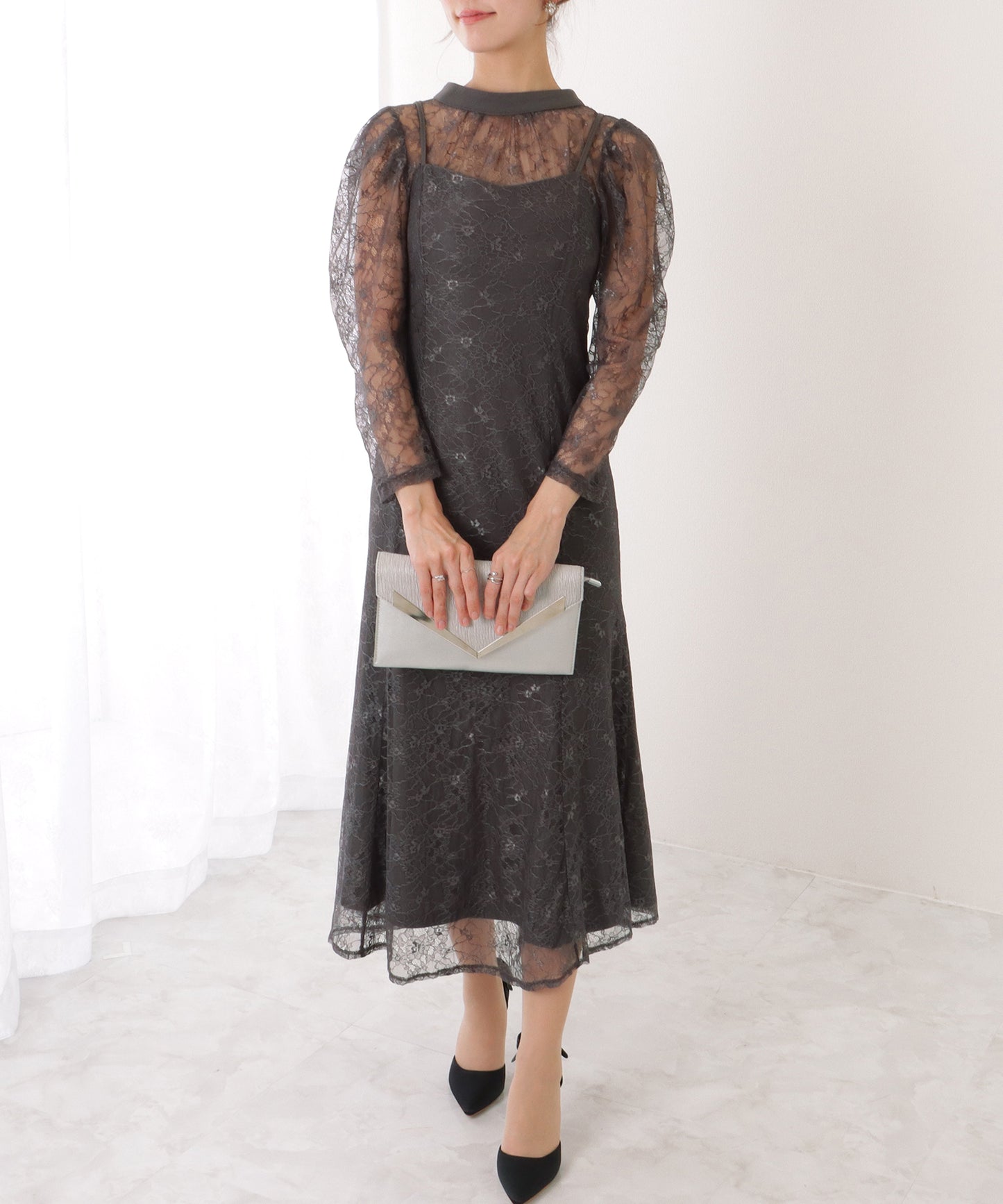 3WAY レース ボレロ付き キャミソール ワンピース