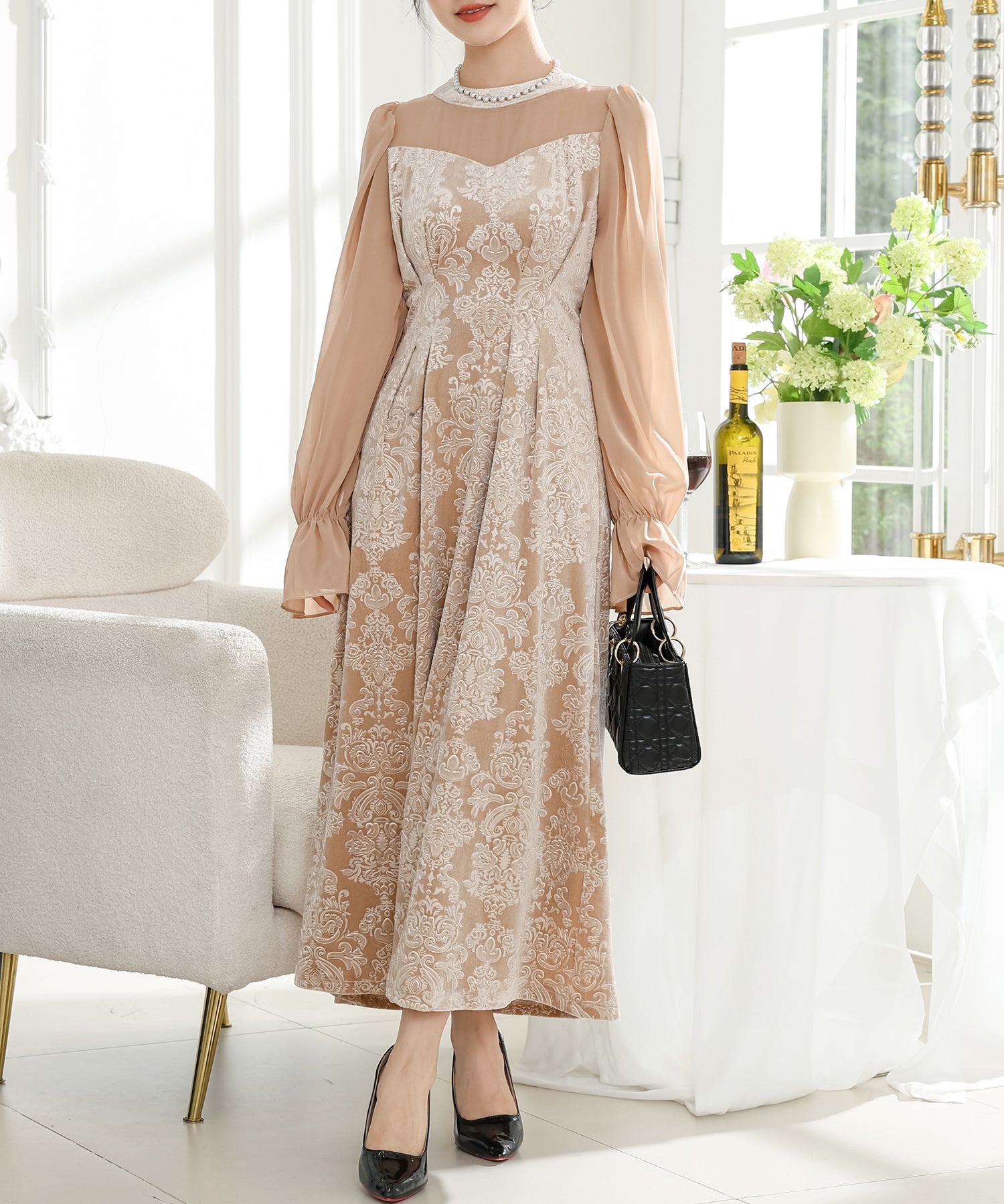 レース スパンコール ドッキング キャンディスリーブ ドレス – Lace Ladies