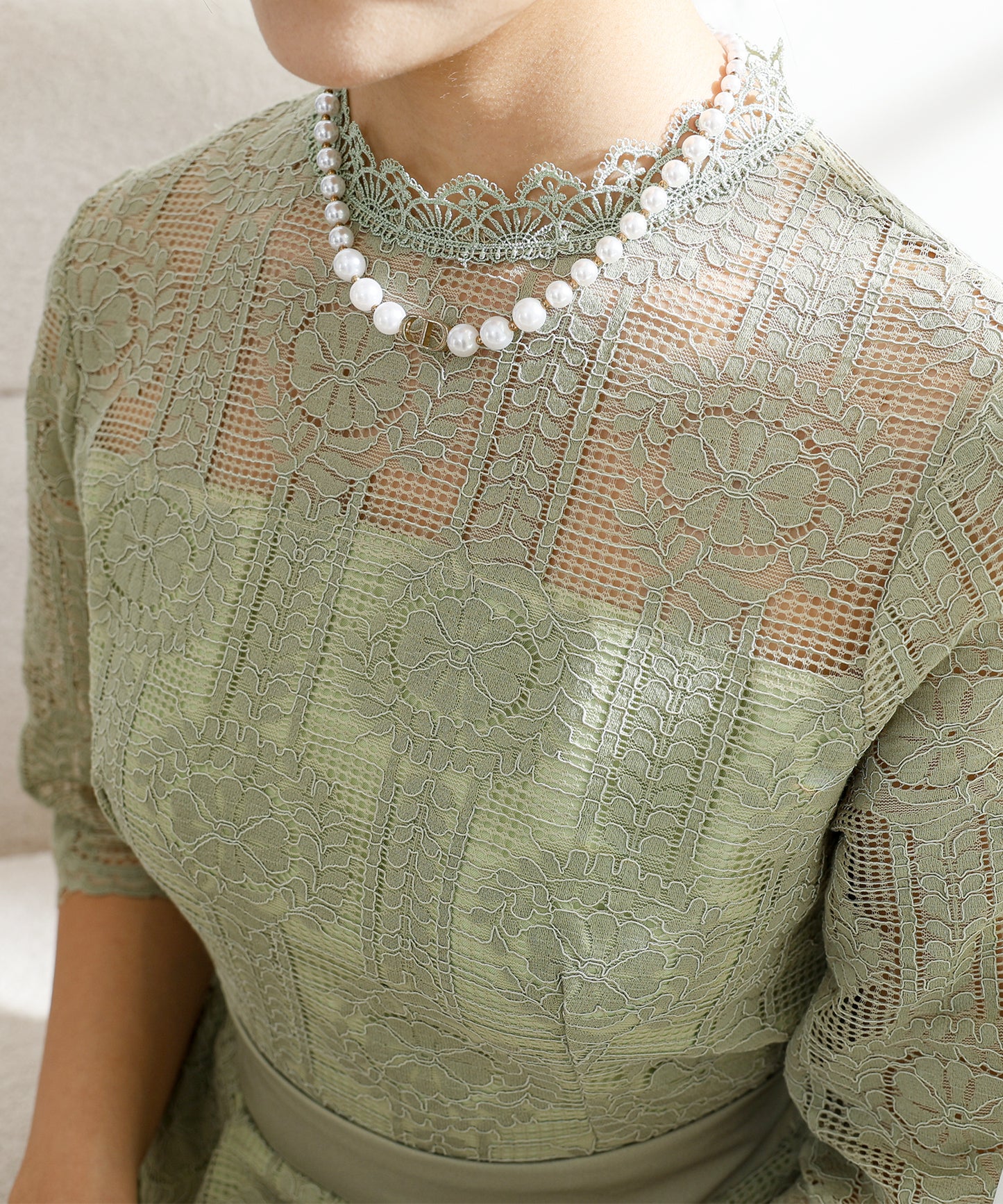 2way バックコンシャス レース 袖リボン レイヤード ドレス