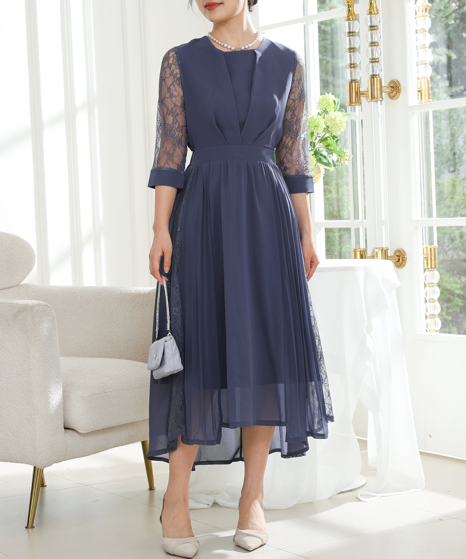 レース ドッキング サイド プリーツ ワンピース – Lace Ladies レース ドッキング サイド プリーツ ワンピース – Lace Ladies