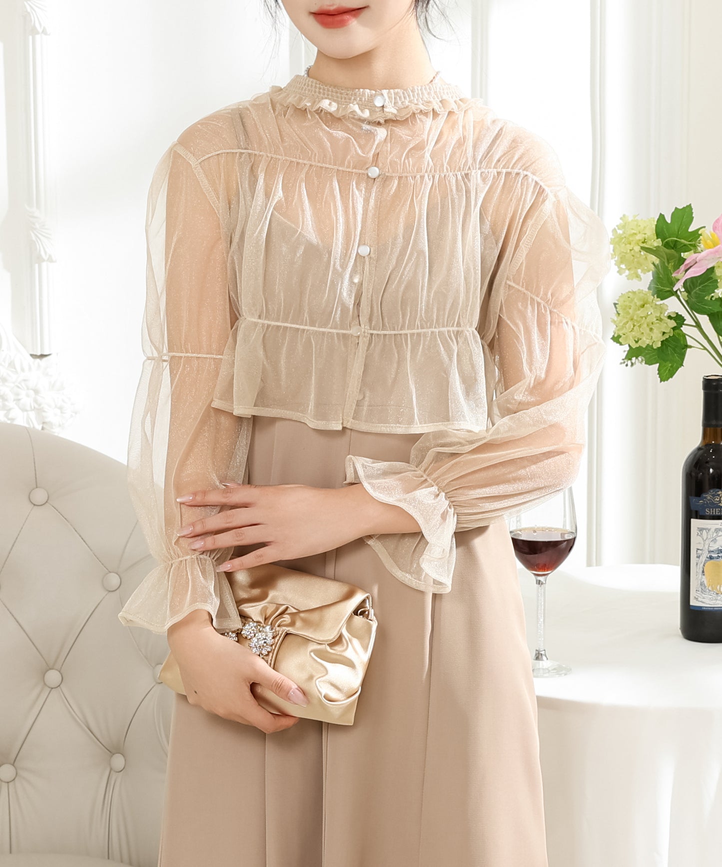 【2点セット】シアー ボレロ付き キャミソール マキシ ワンピース