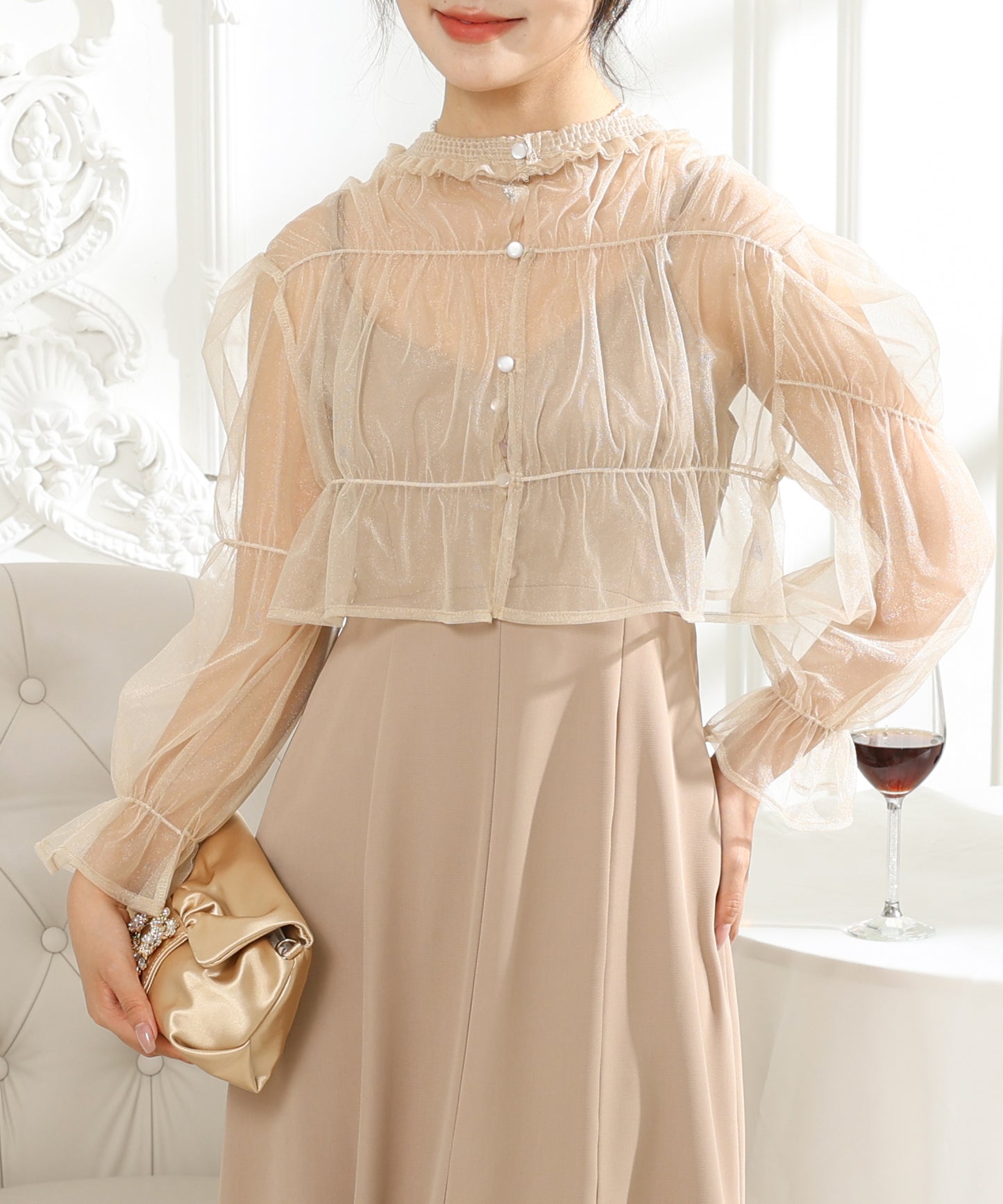 【2点セット】シアー ボレロ付き キャミソール マキシ ワンピース