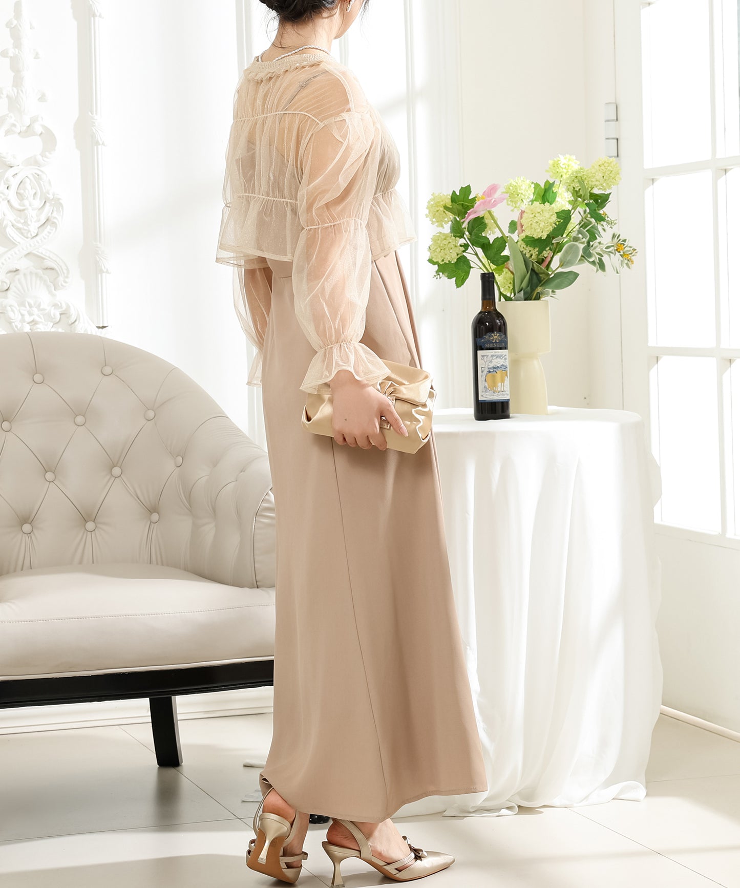 【2点セット】シアー ボレロ付き キャミソール マキシ ワンピース