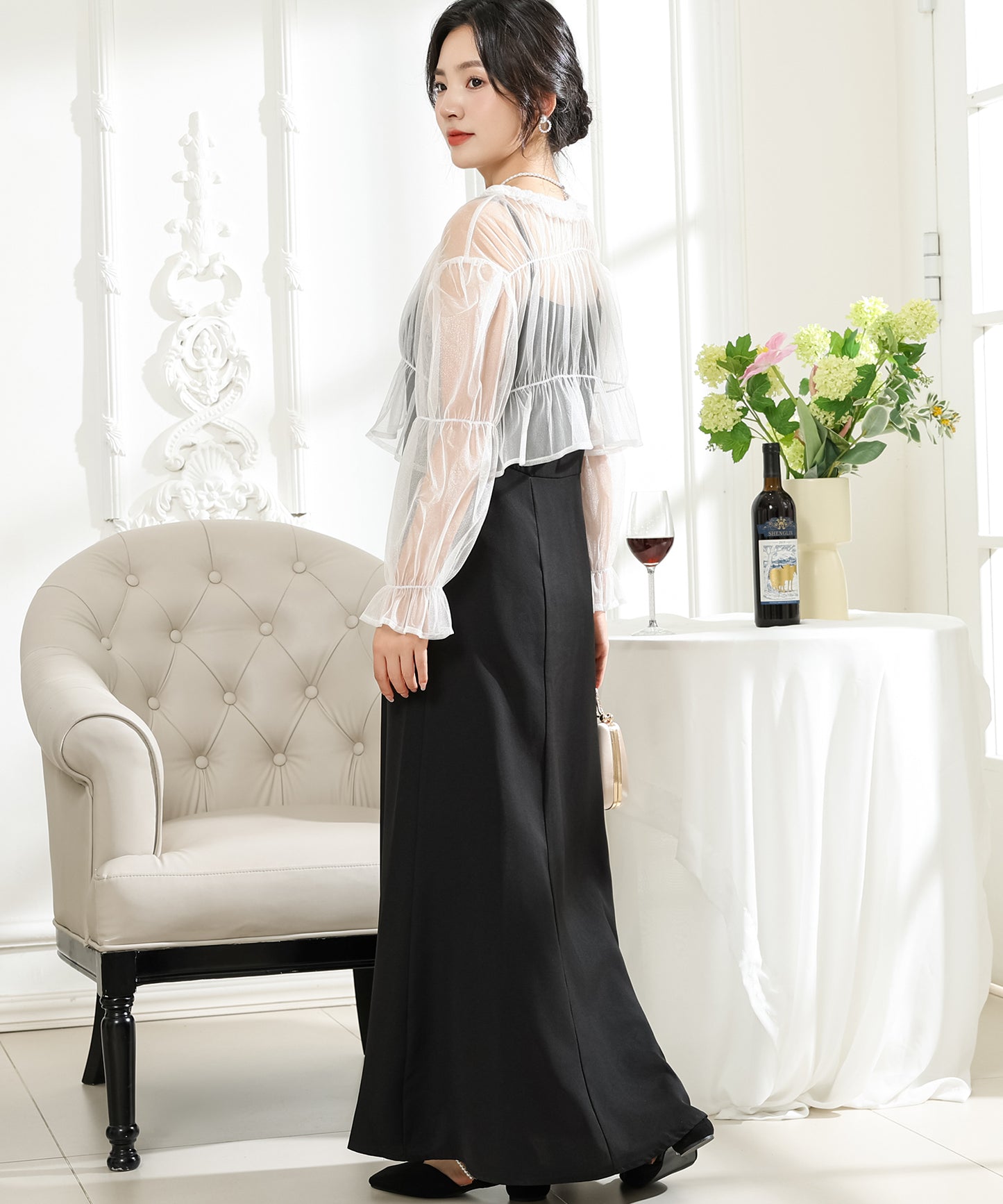 【2点セット】シアー ボレロ付き キャミソール マキシ ワンピース