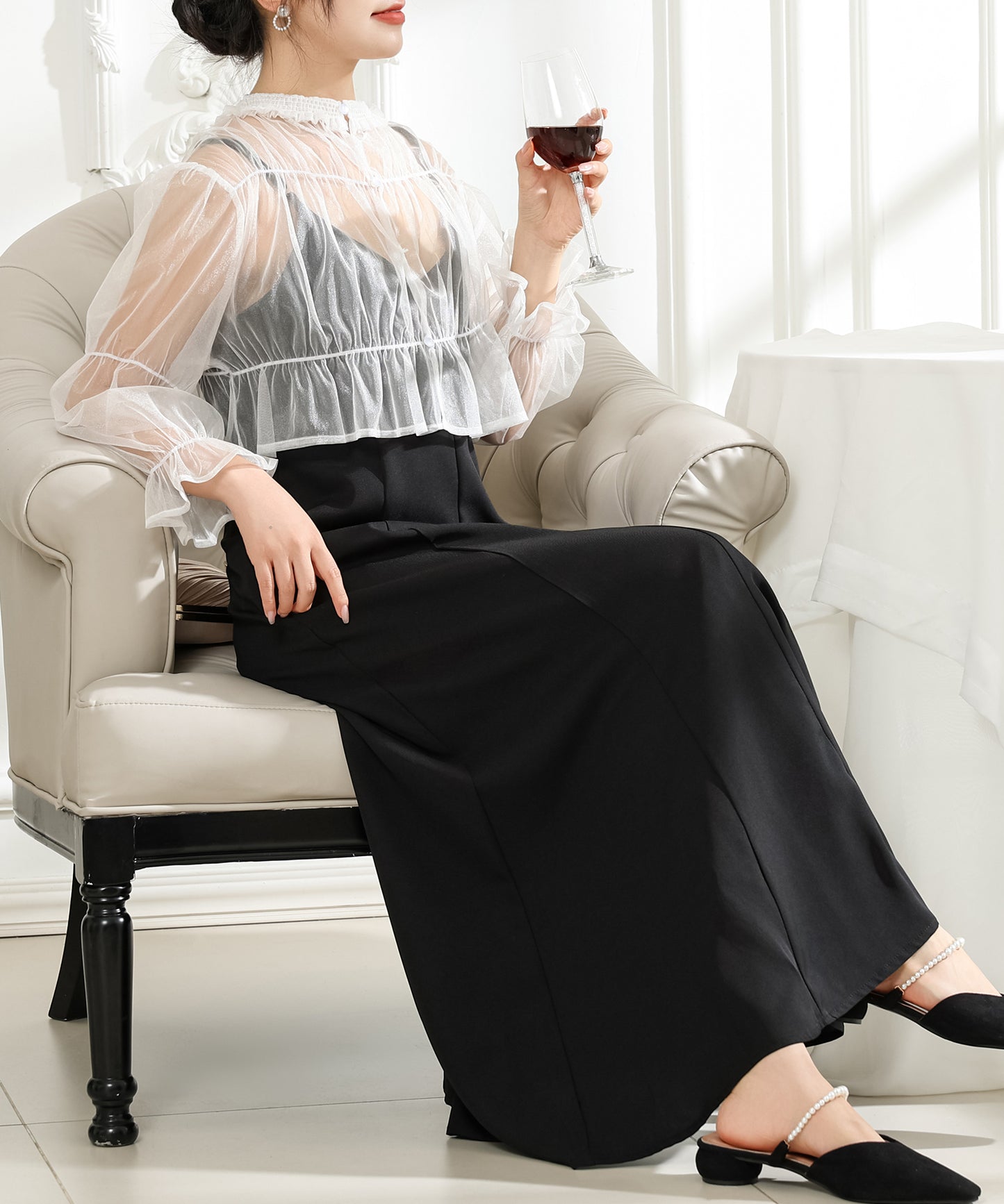 【2点セット】シアー ボレロ付き キャミソール マキシ ワンピース