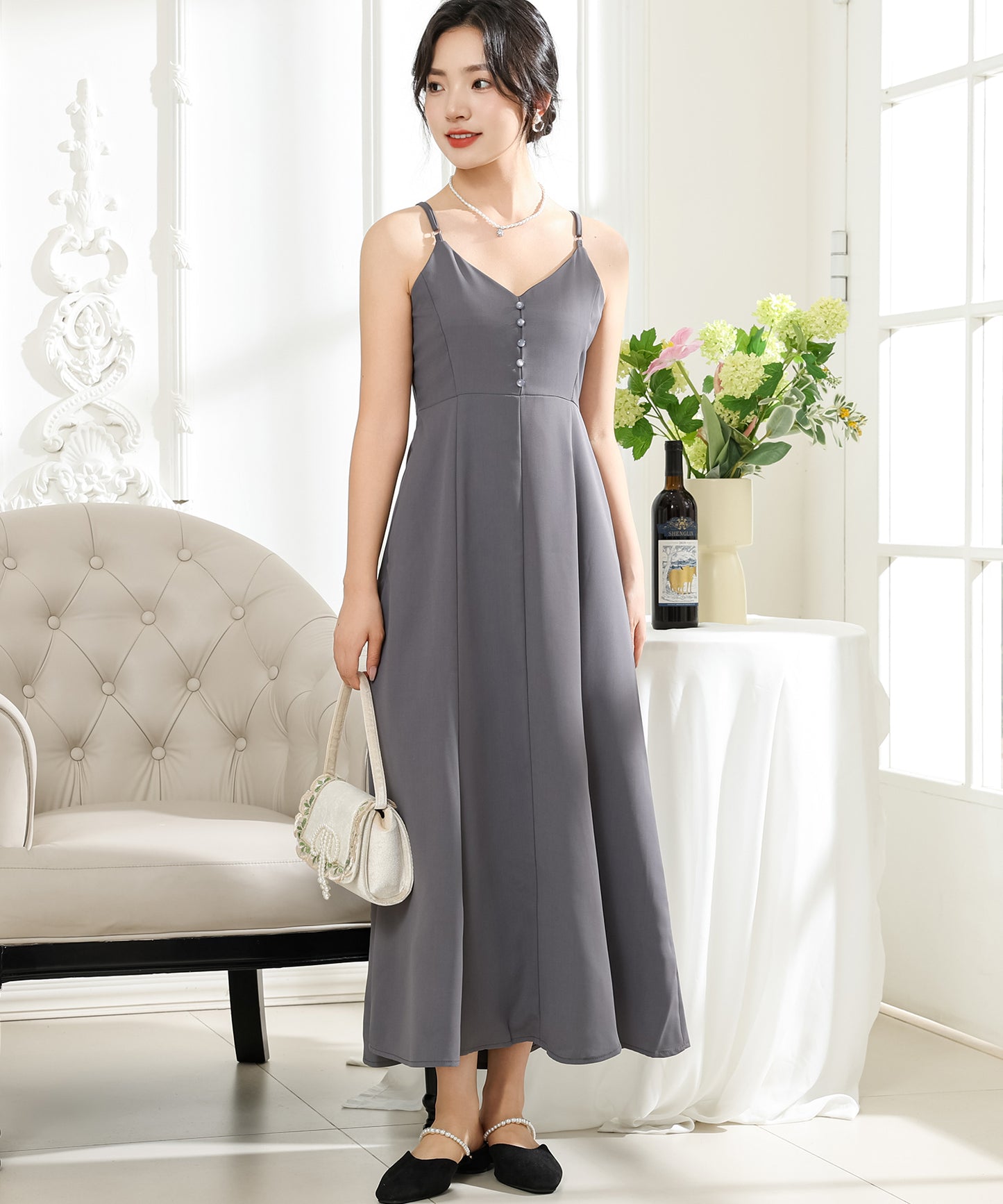 【2点セット】シアー ボレロ付き キャミソール マキシ ワンピース