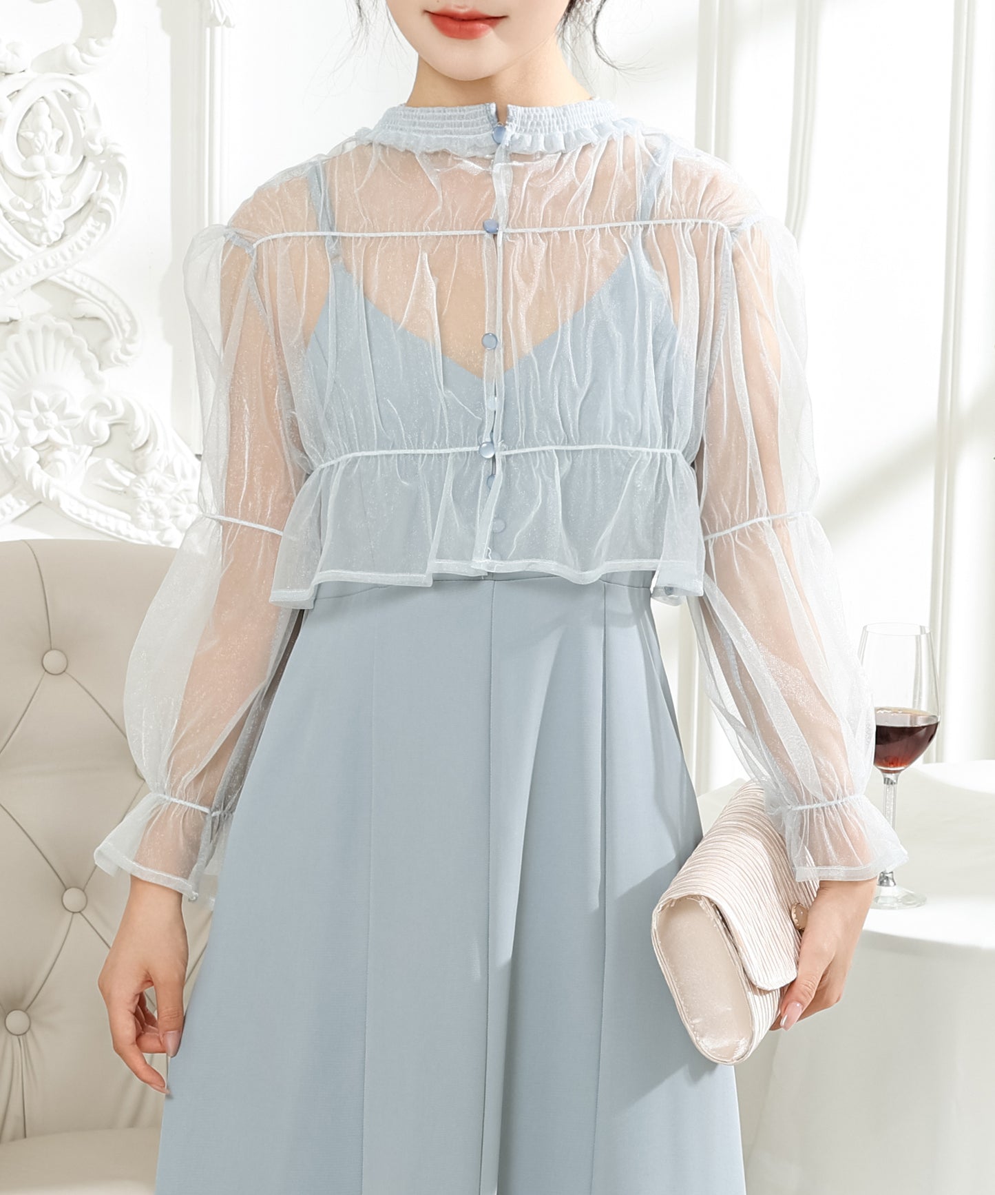 【2点セット】シアー ボレロ付き キャミソール マキシ ワンピース