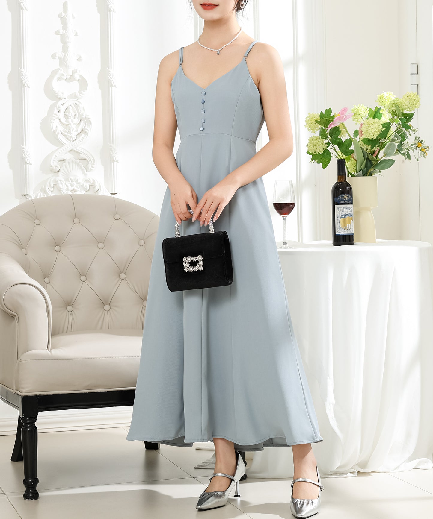 【2点セット】シアー ボレロ付き キャミソール マキシ ワンピース