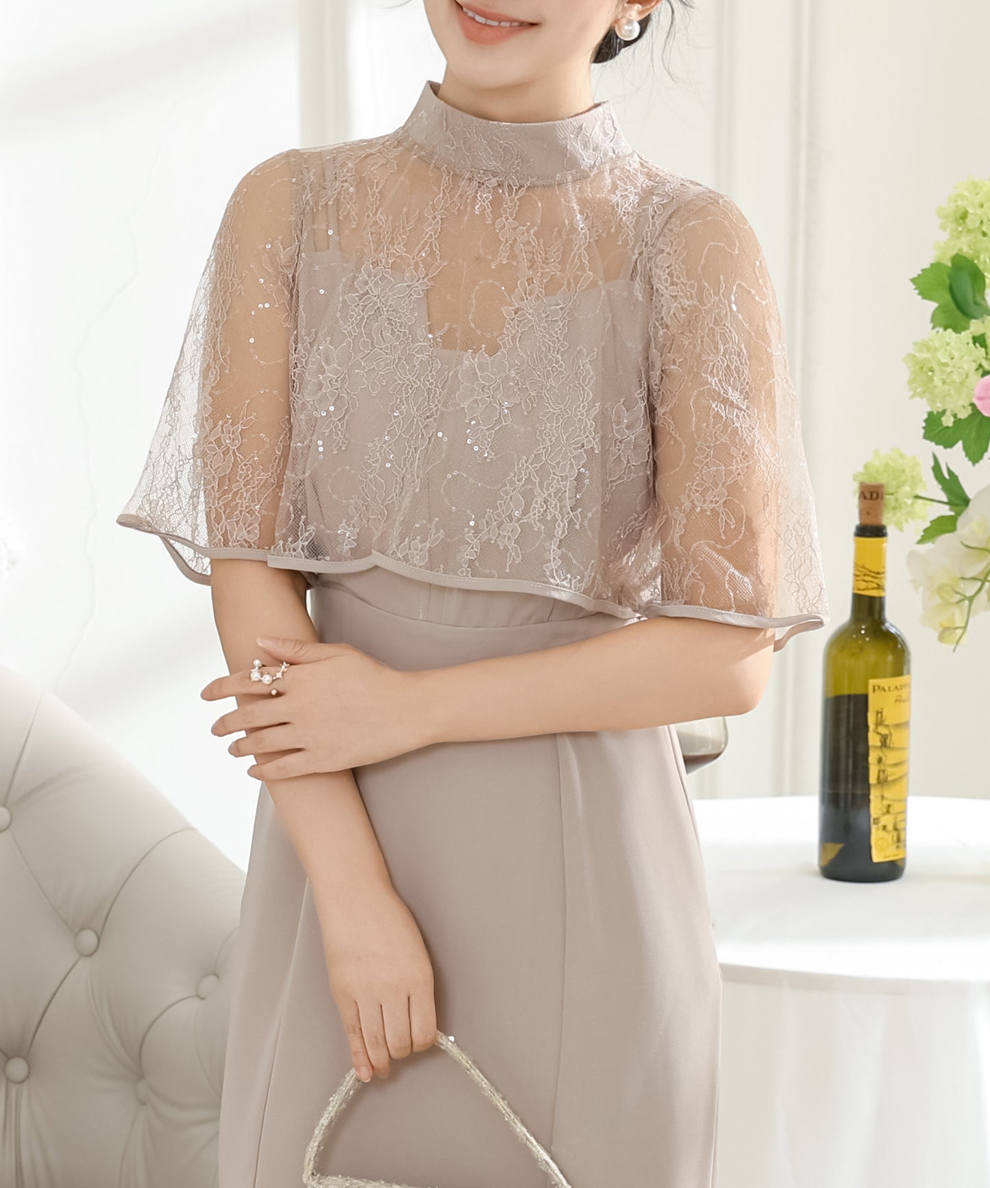 【2点セット】 レース ボレロ付き Vスリット キャミソール マーメイド ワンピース