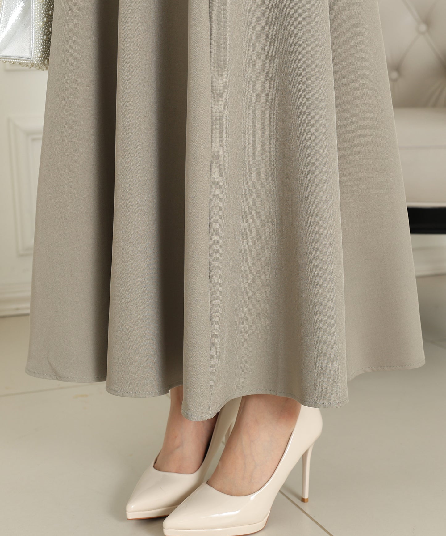 オーガンジー フリル レイヤード ロング ドレス