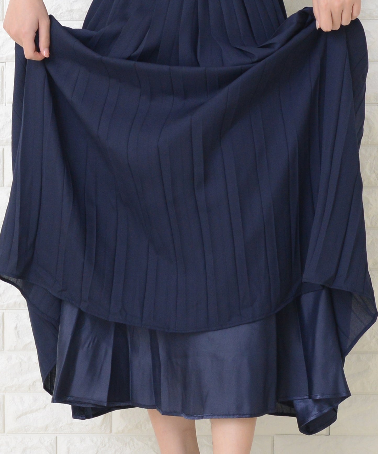 花柄レース プリーツ ロングワンピースドレス