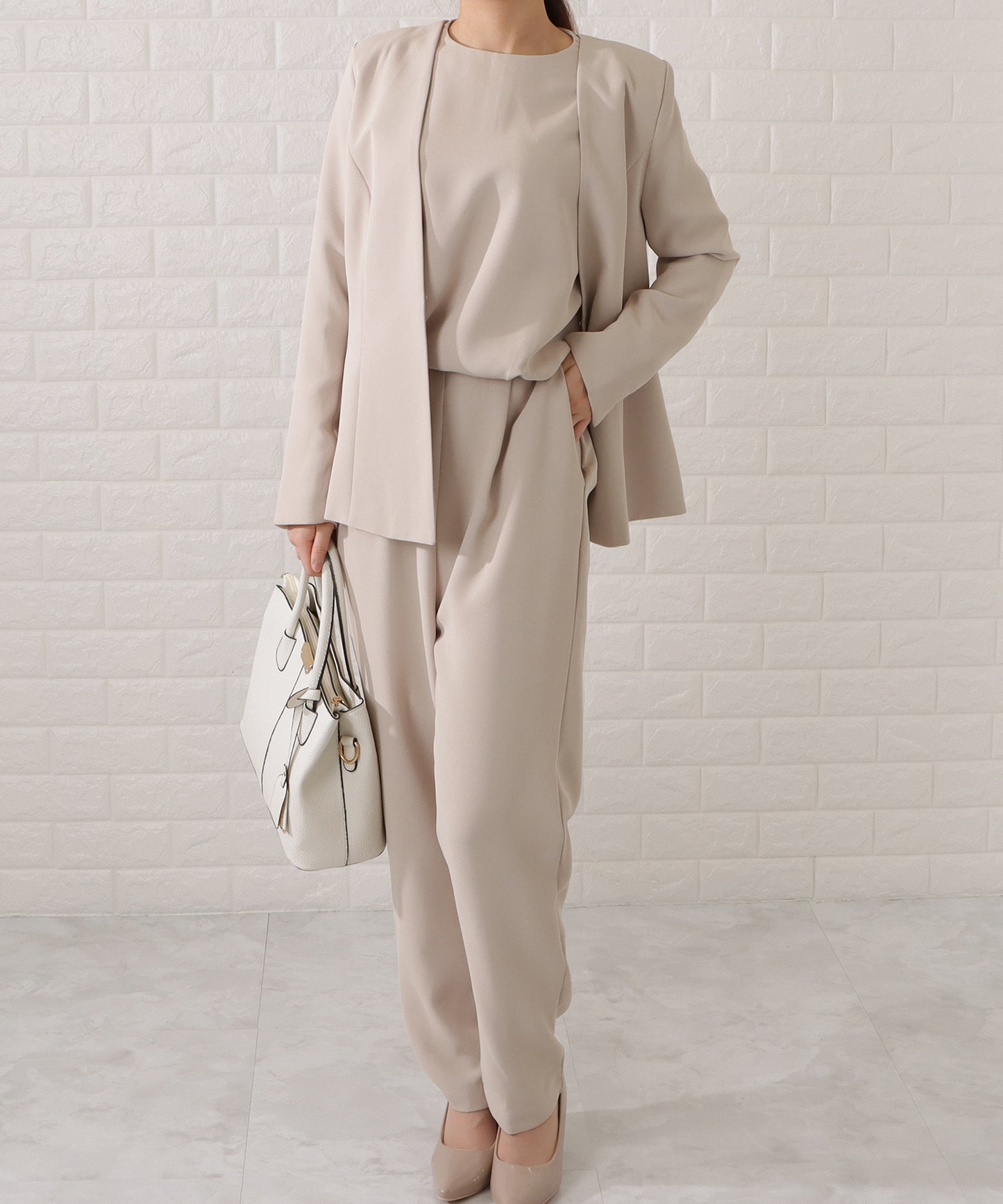 ノーカラージャケット&オールインワンセットアップ