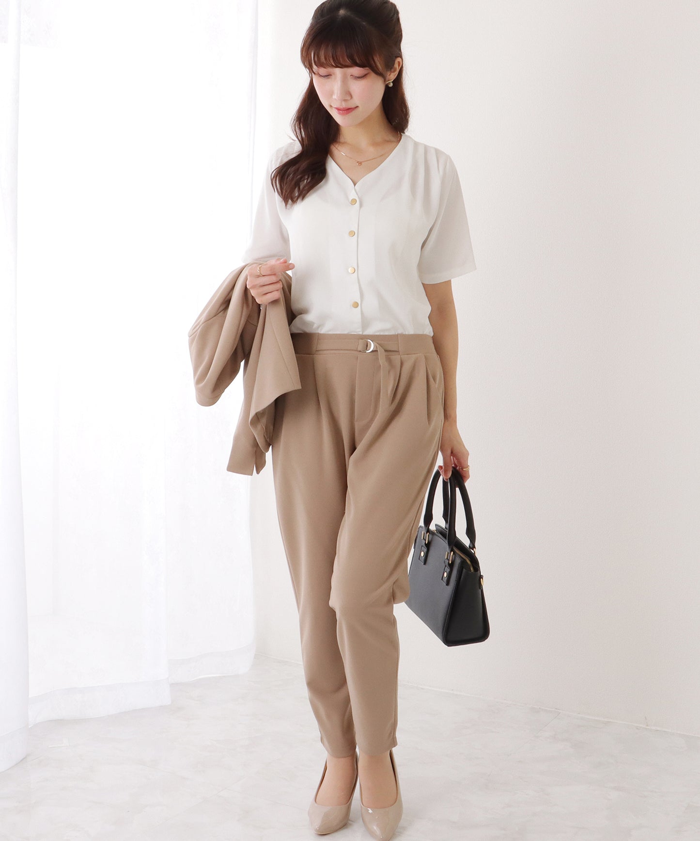 フロント ホック ノーカラー スーツ セットアップ