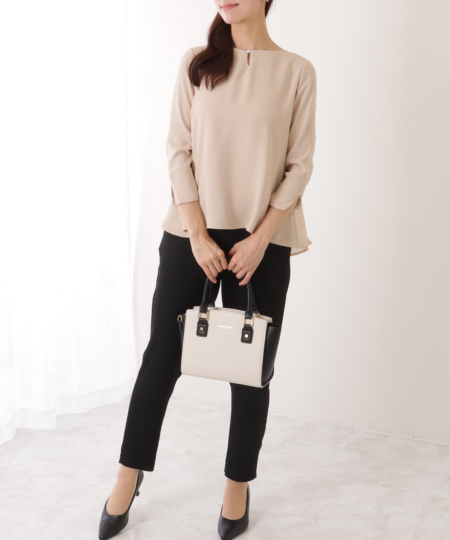 バック シフォン プリーツ スーツ セットアップ