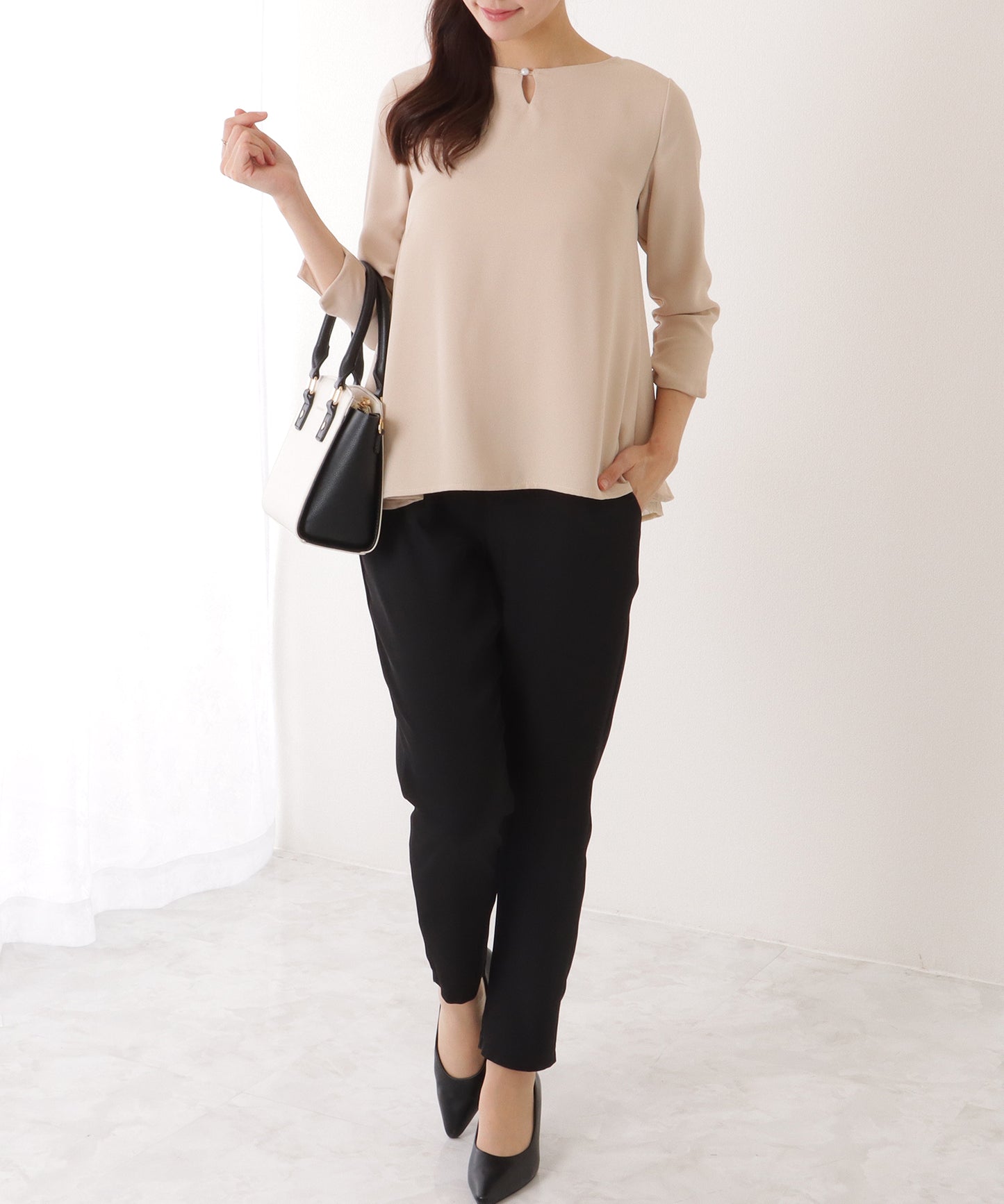 バック シフォン プリーツ スーツ セットアップ