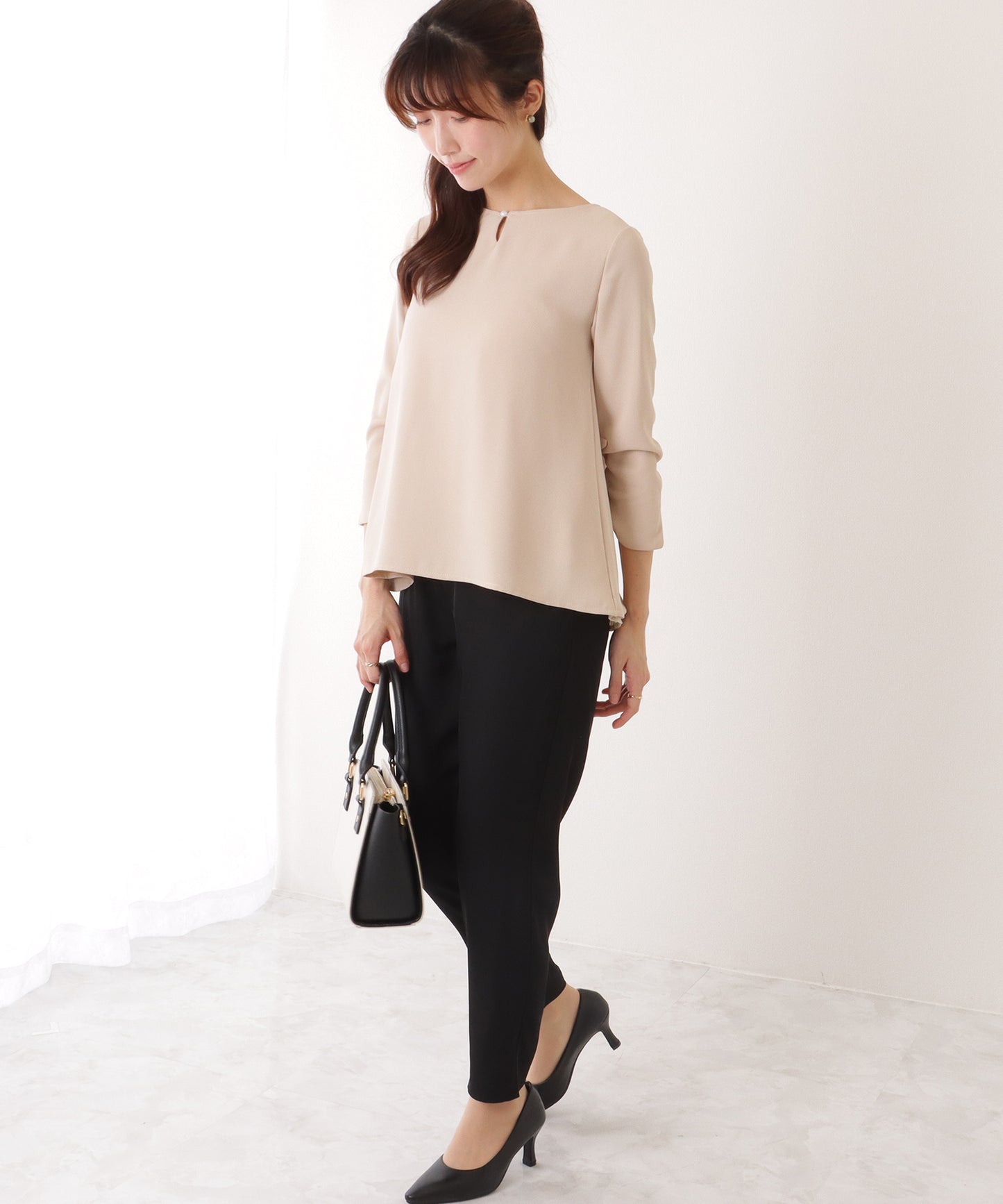 バック シフォン プリーツ スーツ セットアップ