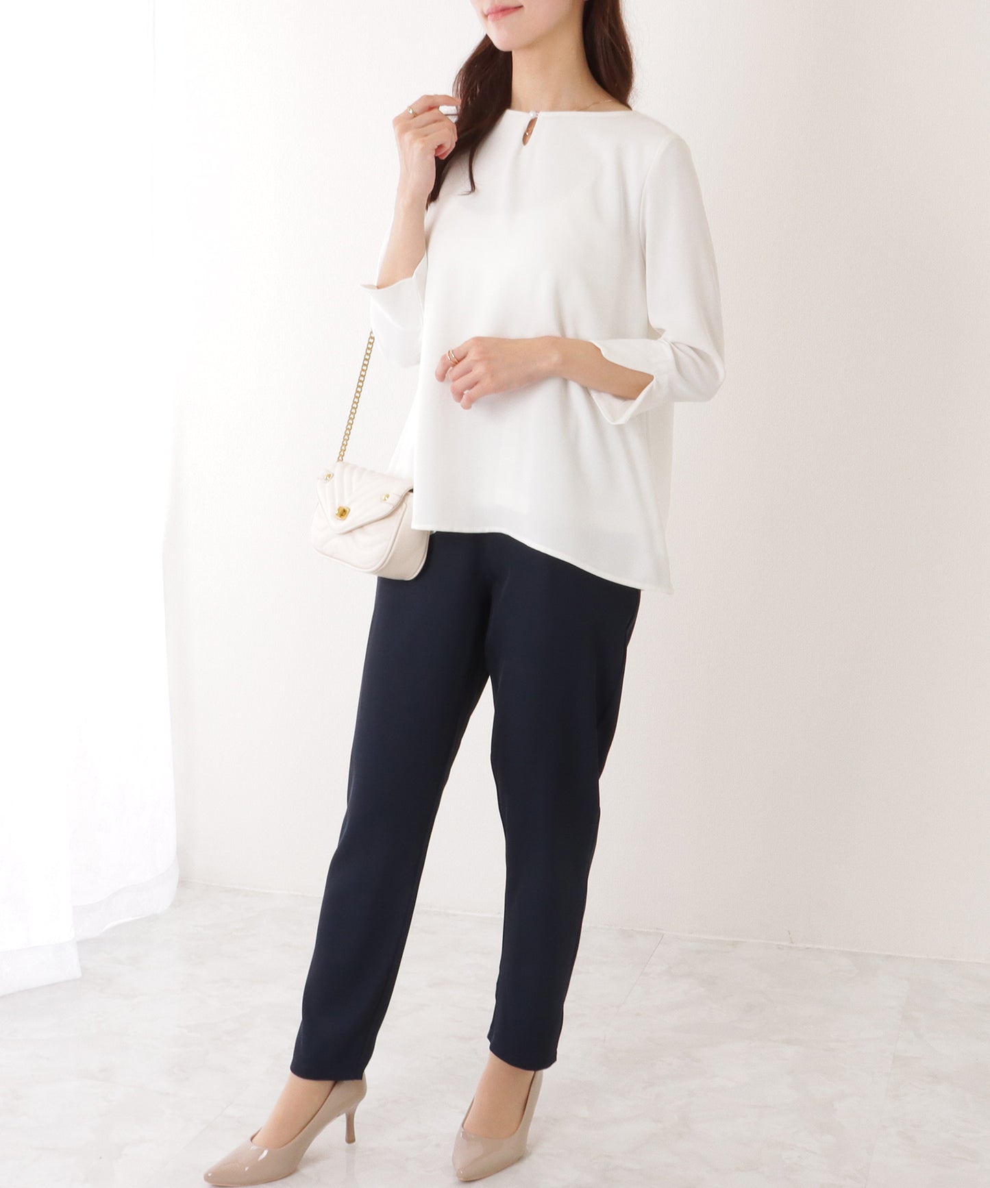 バック シフォン プリーツ スーツ セットアップ