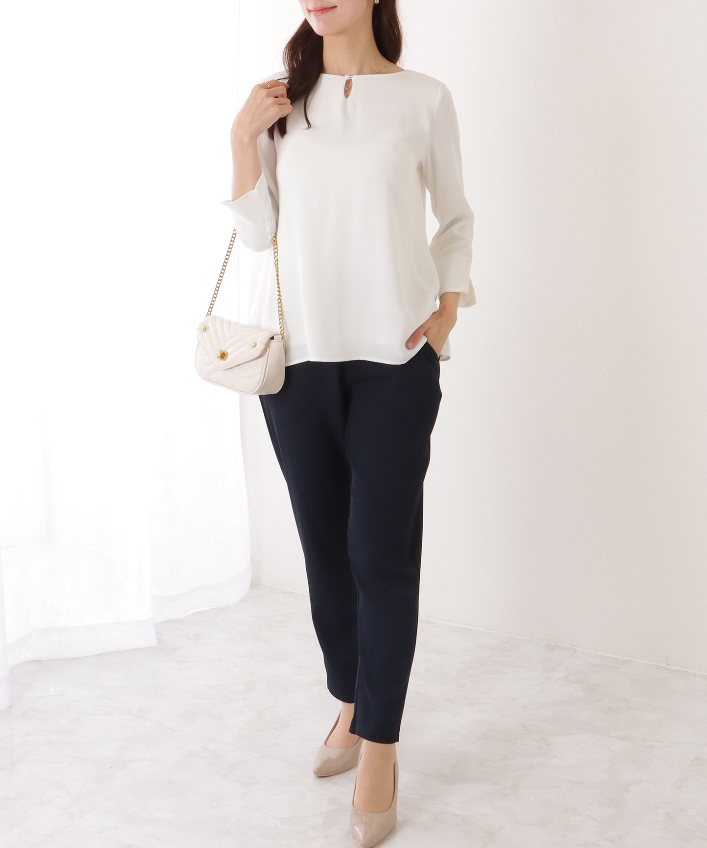 バック シフォン プリーツ スーツ セットアップ