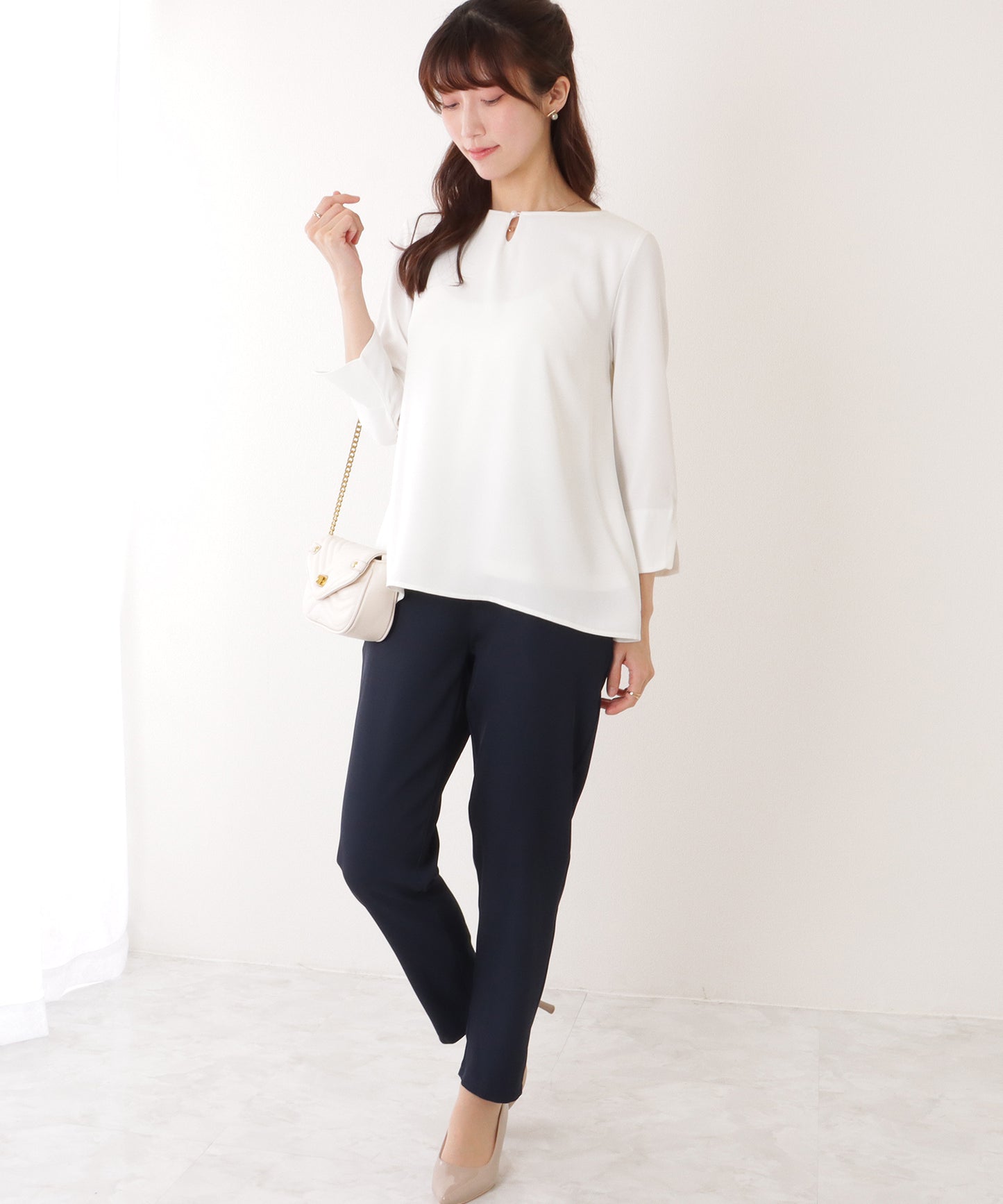 バック シフォン プリーツ スーツ セットアップ