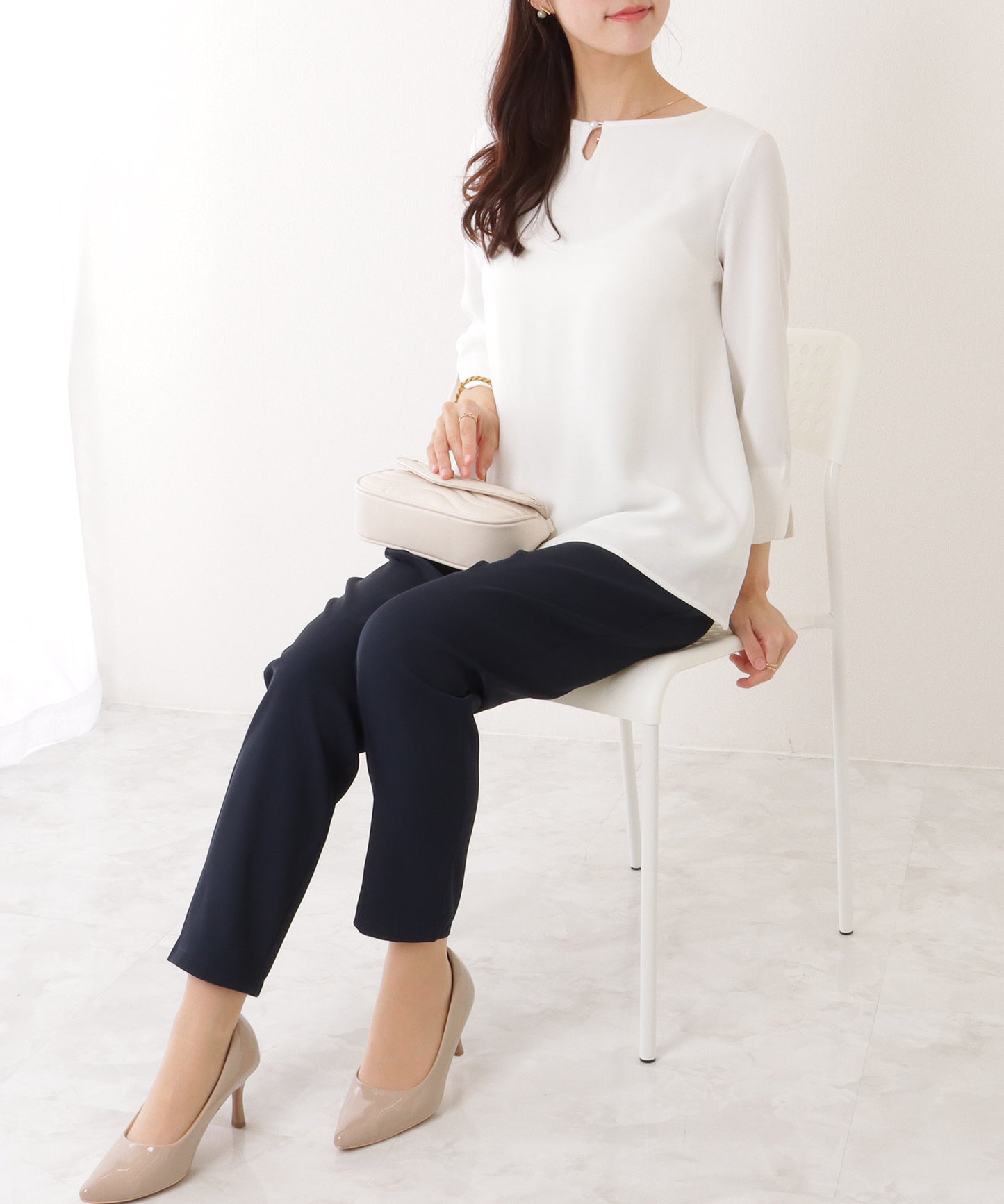 バック シフォン プリーツ スーツ セットアップ