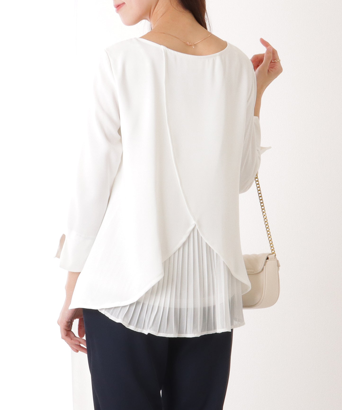 バック シフォン プリーツ スーツ セットアップ