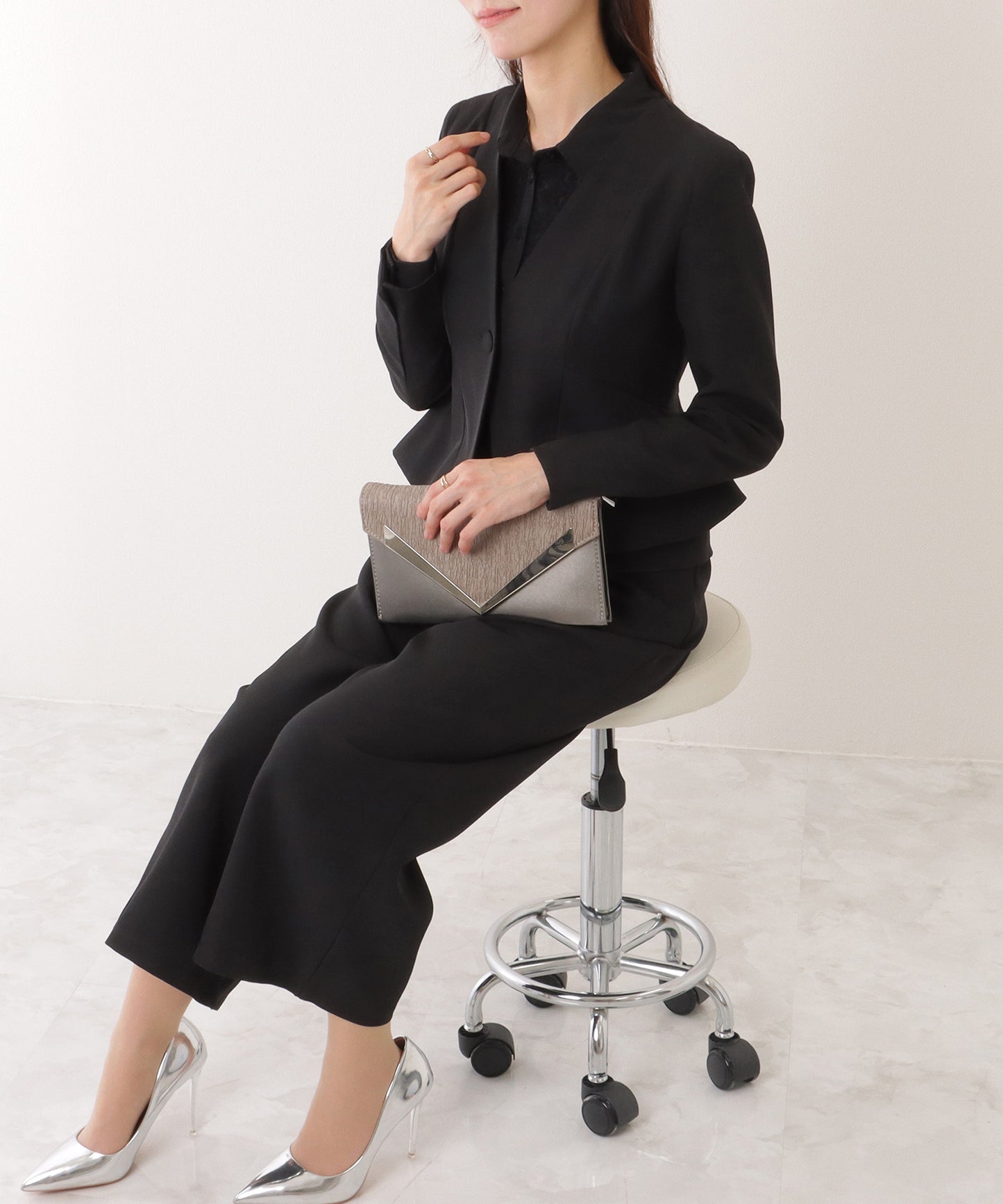 ジャケット付き レース ドッキング ワイド オールインワン