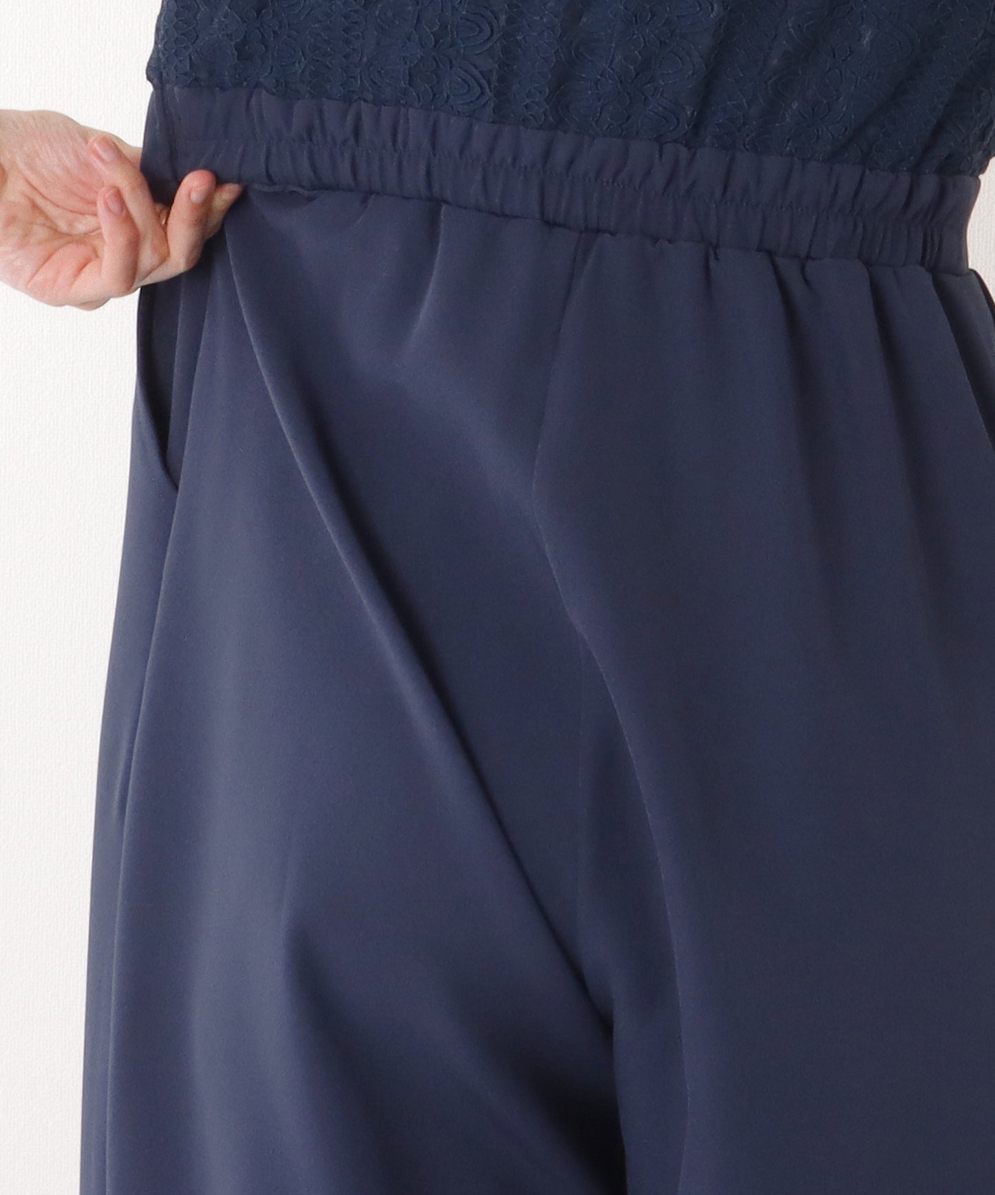 ジャケット付き レース ドッキング ワイド オールインワン