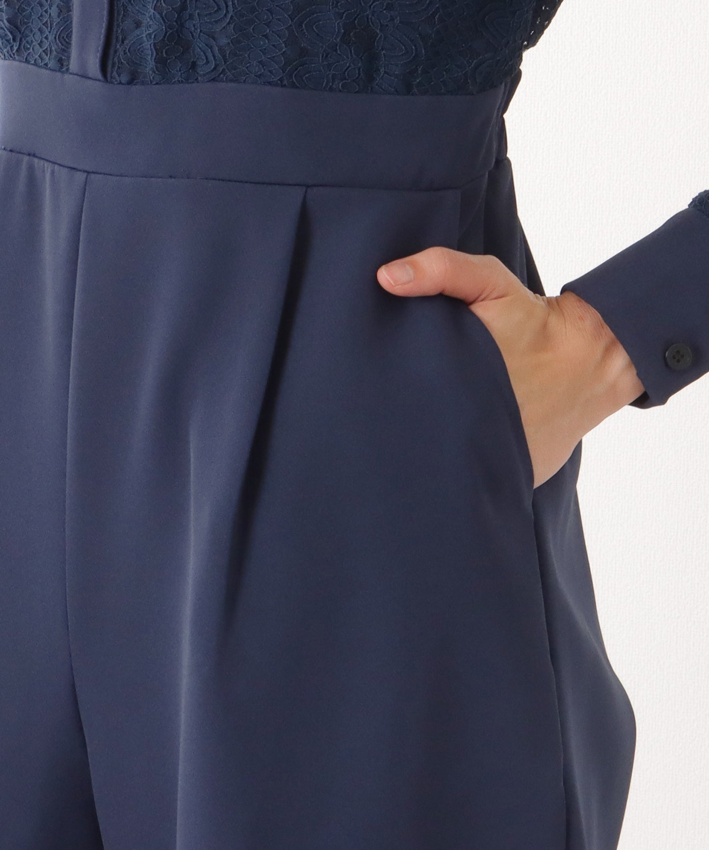 ジャケット付き レース ドッキング ワイド オールインワン