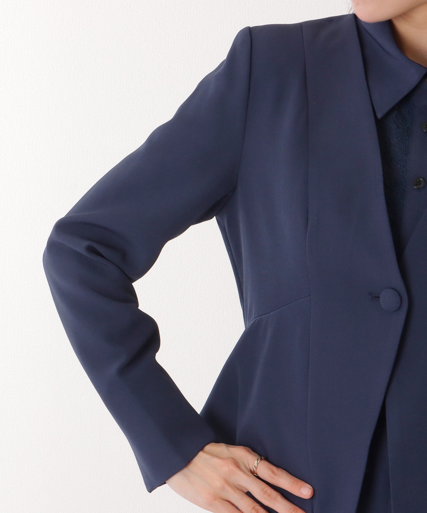 ジャケット付き レース ドッキング ワイド オールインワン