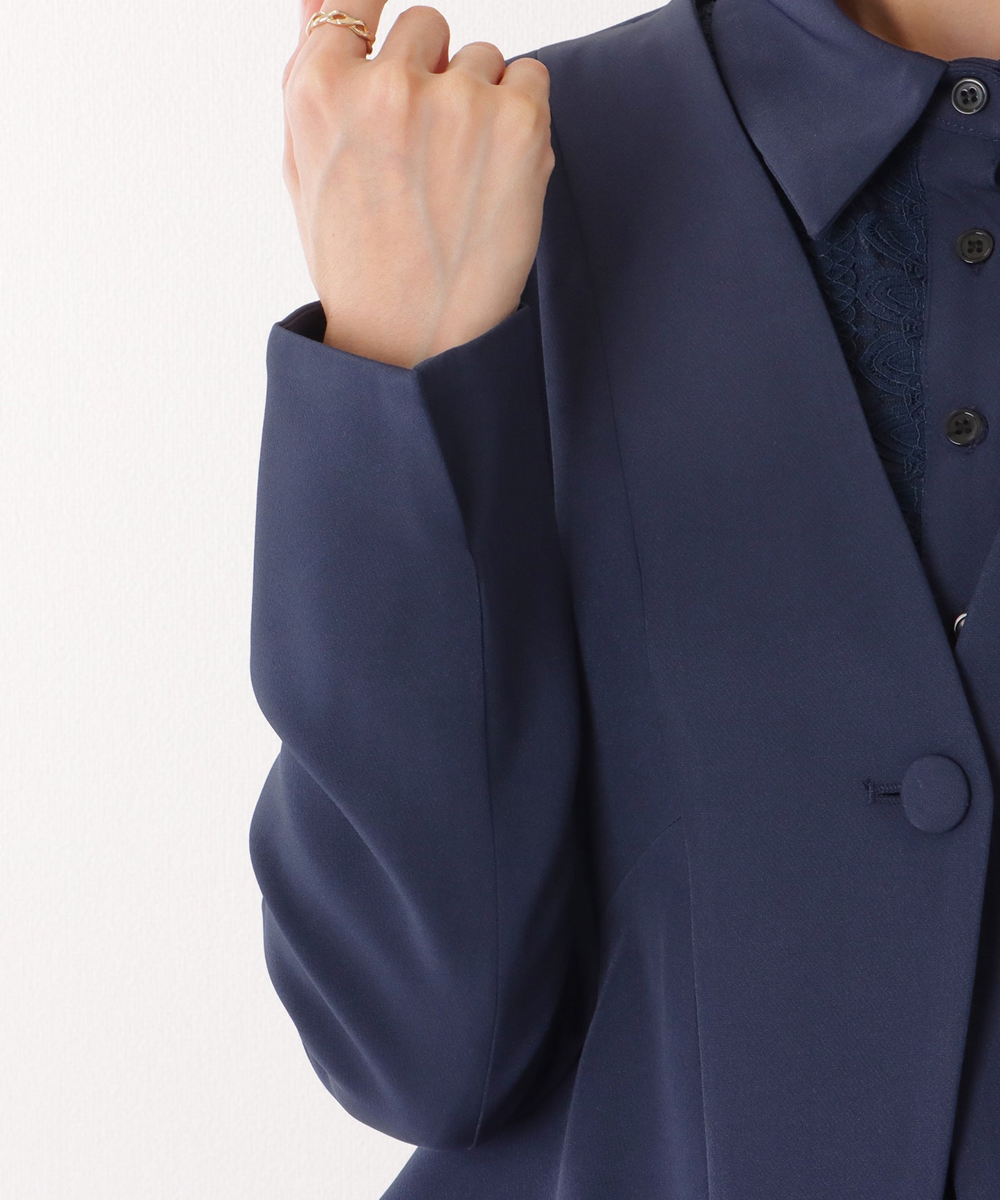 ジャケット付き レース ドッキング ワイド オールインワン