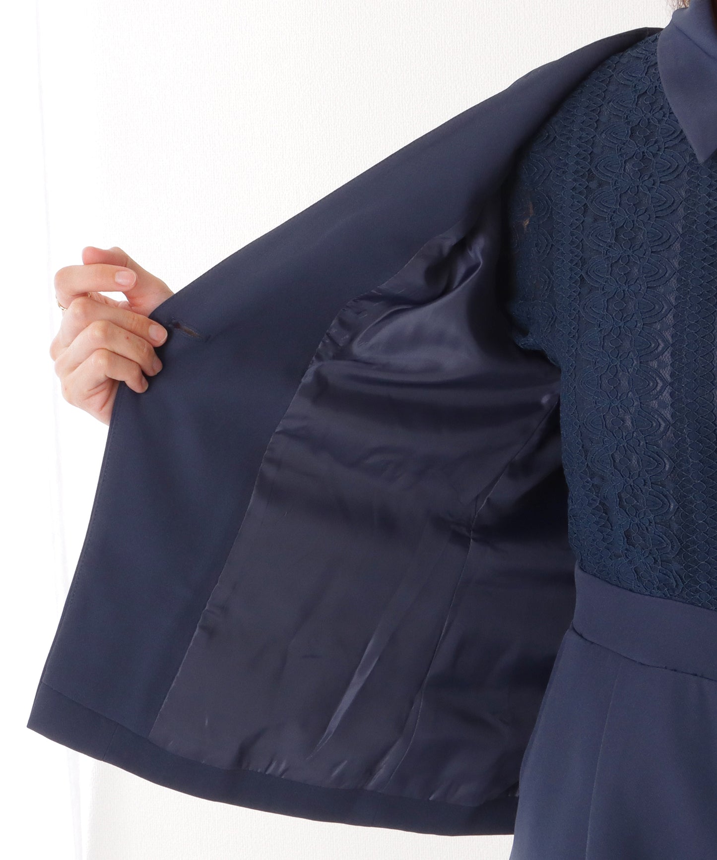 ジャケット付き レース ドッキング ワイド オールインワン