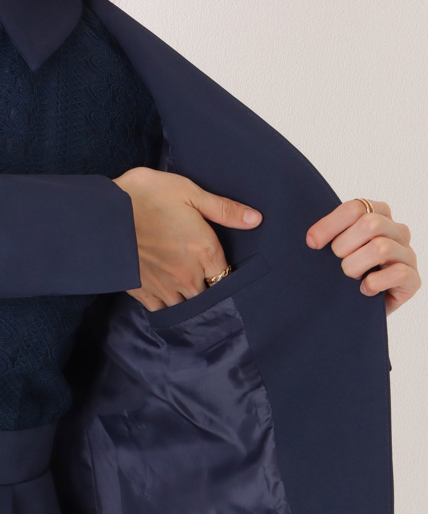 ジャケット付き レース ドッキング ワイド オールインワン