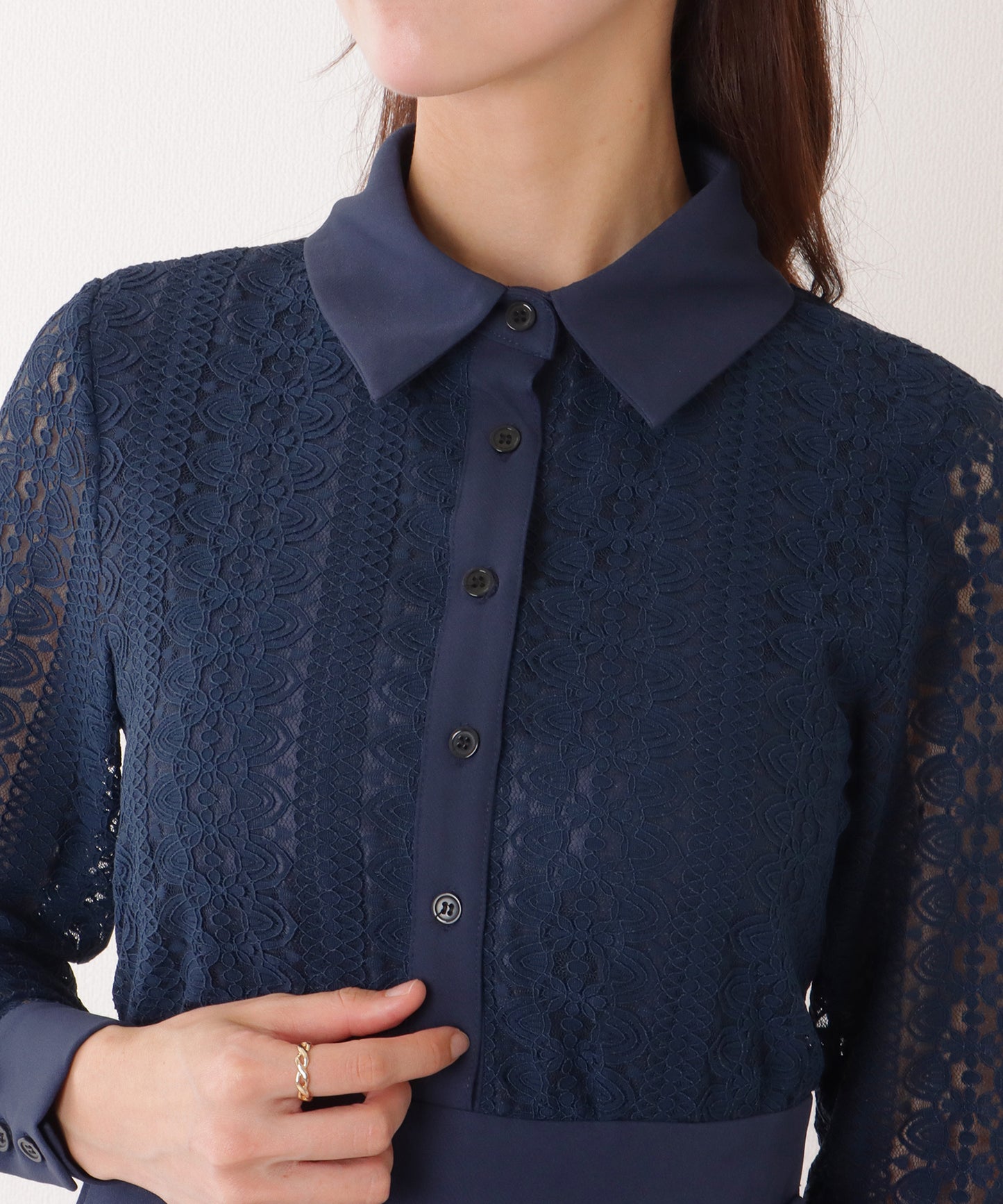 ジャケット付き レース ドッキング ワイド オールインワン