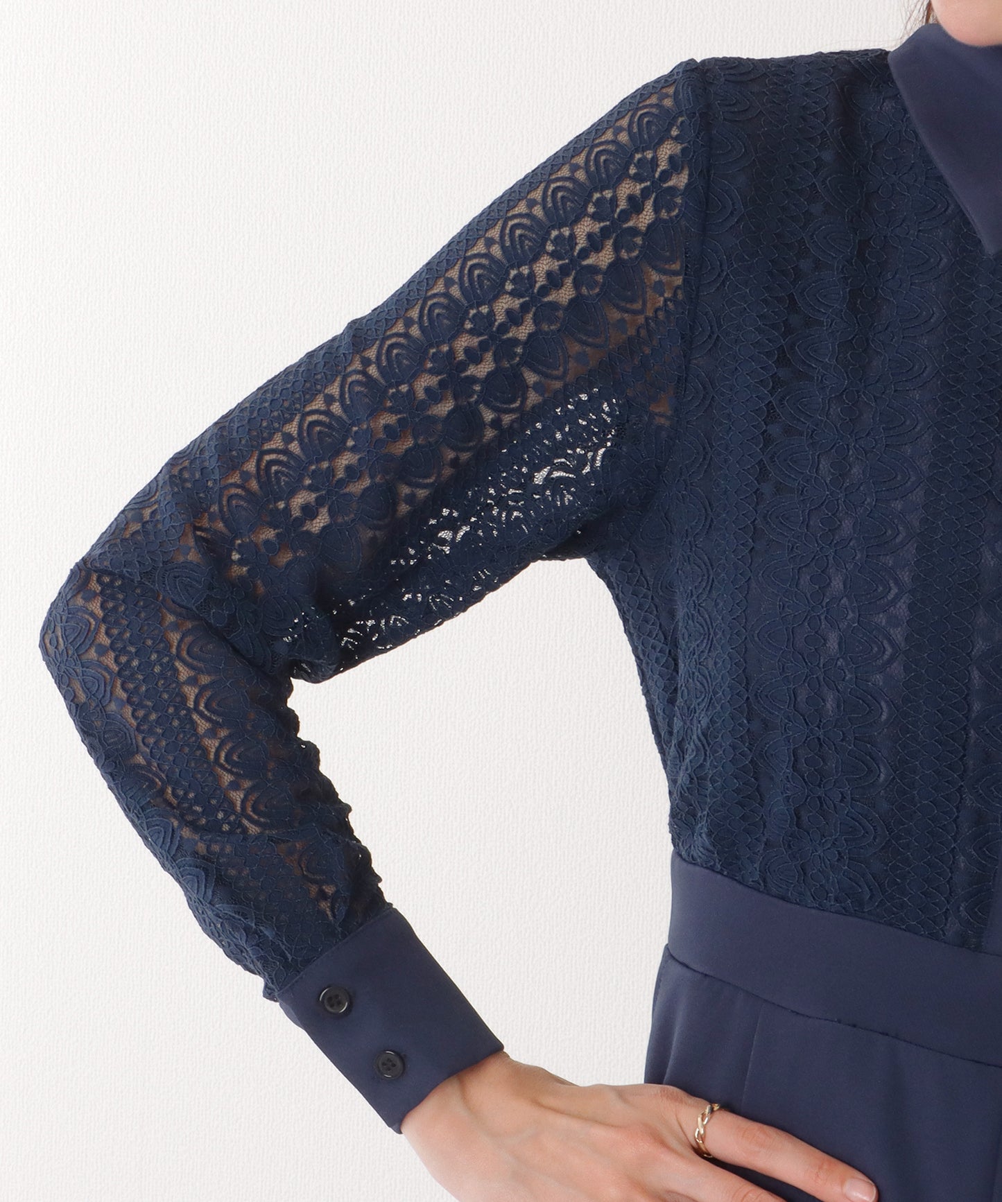 ジャケット付き レース ドッキング ワイド オールインワン