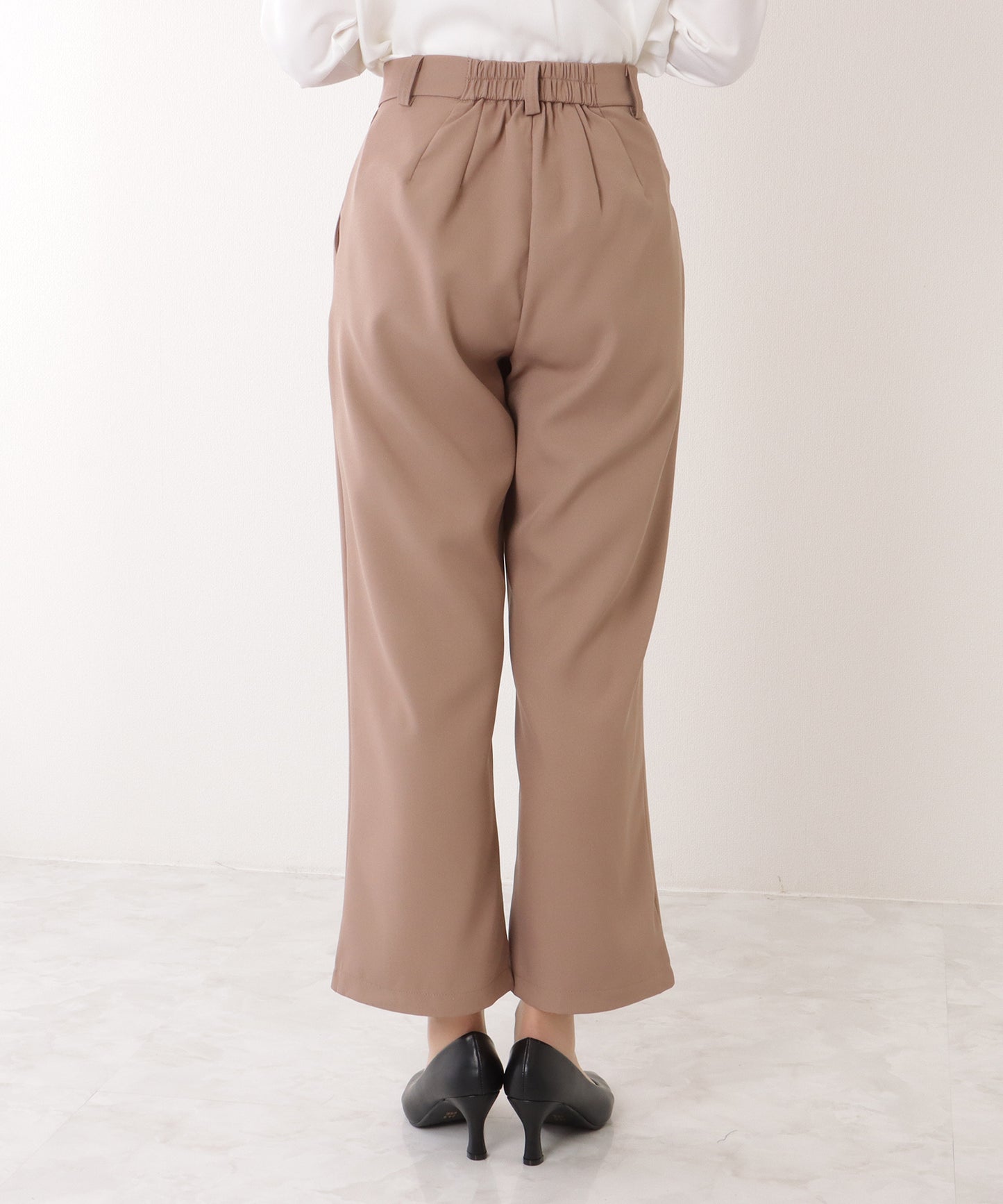 ノーカラー タック パンツ スーツ セットアップ